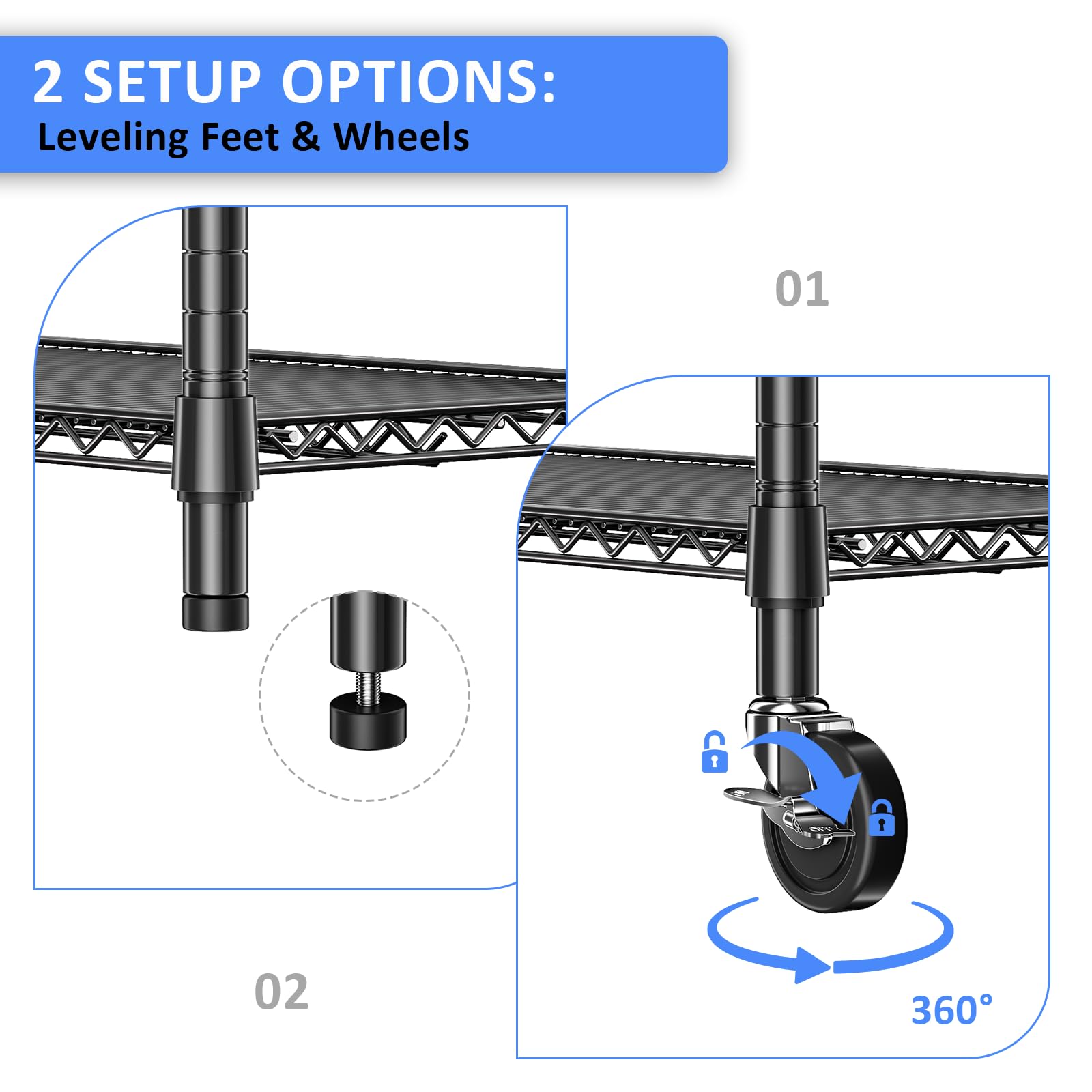 Wire Shelving Unit with Wheel