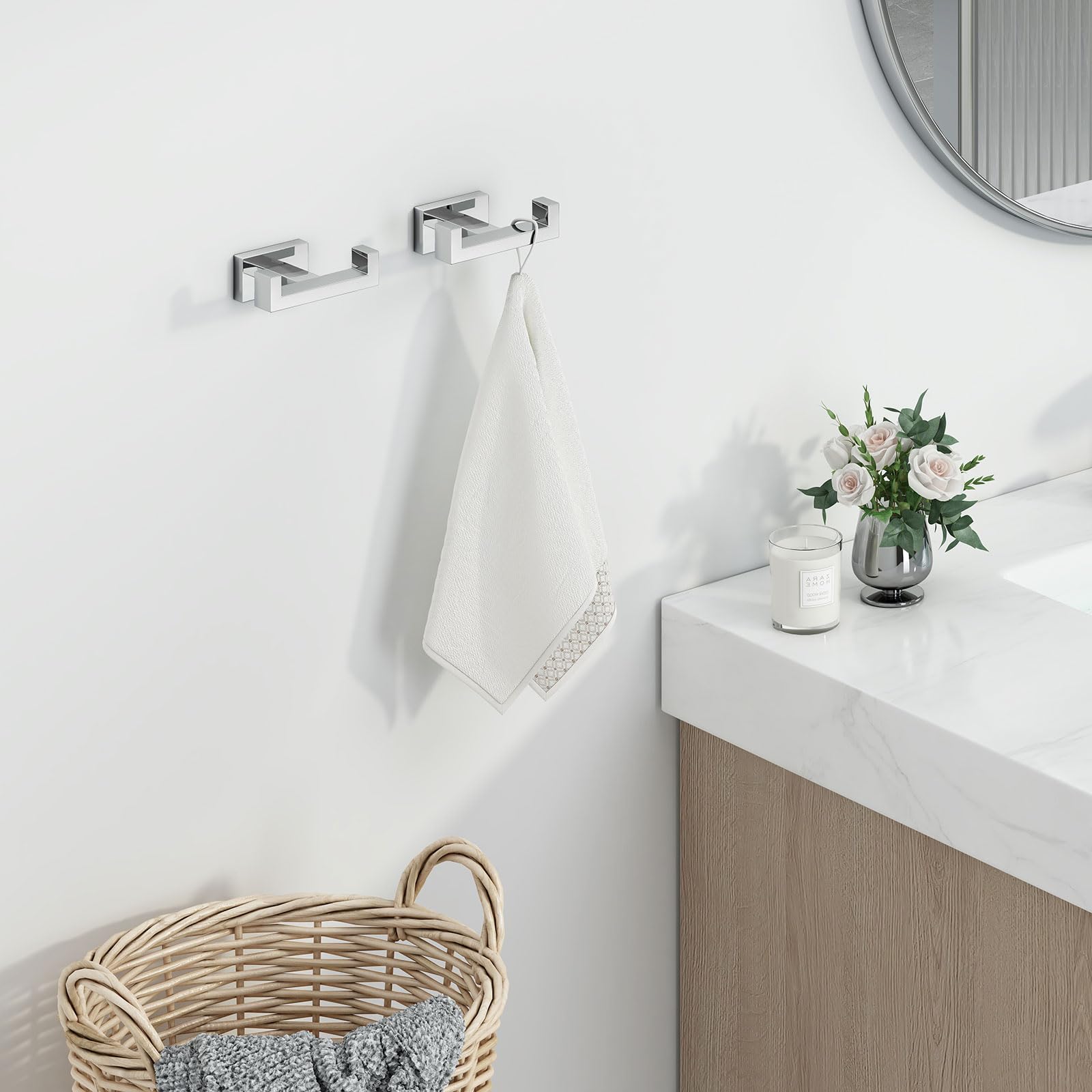 Double Towel Hooks Polished Chrome (2 Count)