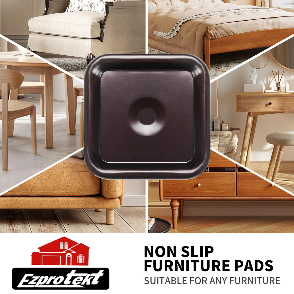 2.5" Square Non Slip Furniture Pads to Prevent Floor Scratches (16 Count)