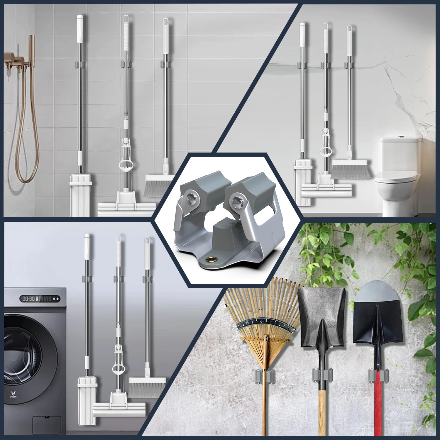 15 Pack Mop and Broom Holder Big Size Hanging 1 KG Extra (15 Count)
