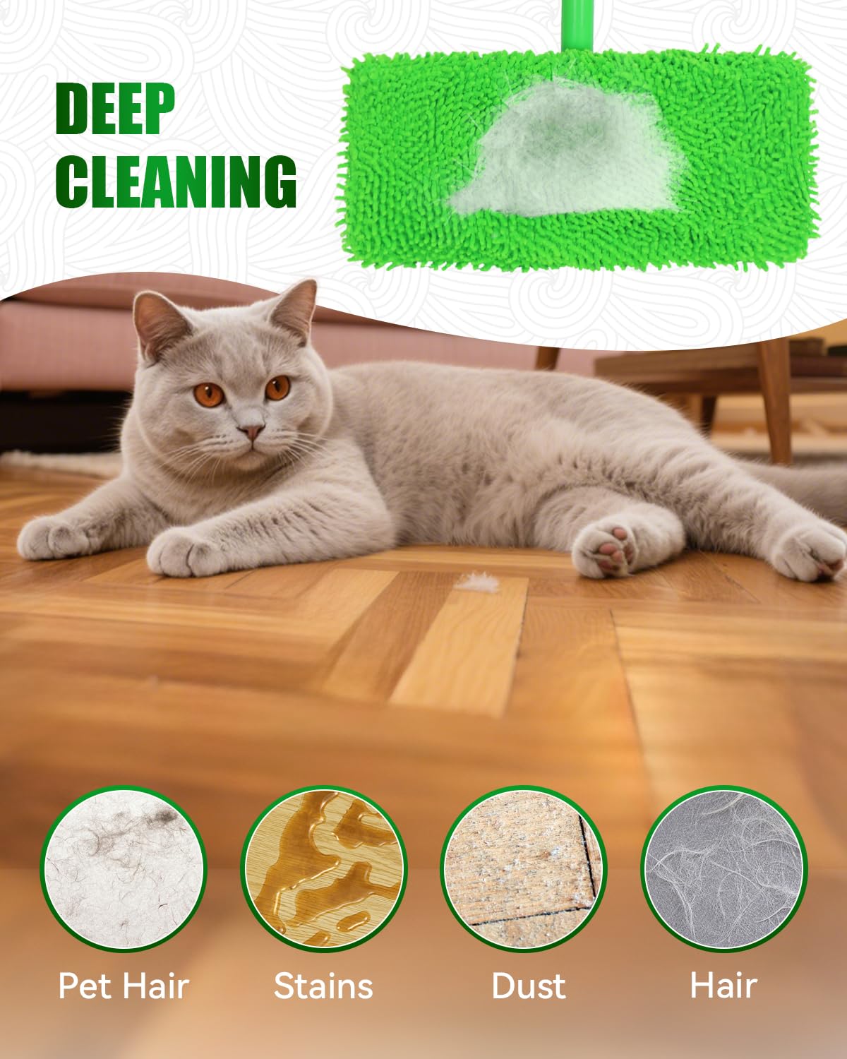 Reusable Microfiber Mop Pads Compatible with Swiffer Sweeper Mop (4 Count)