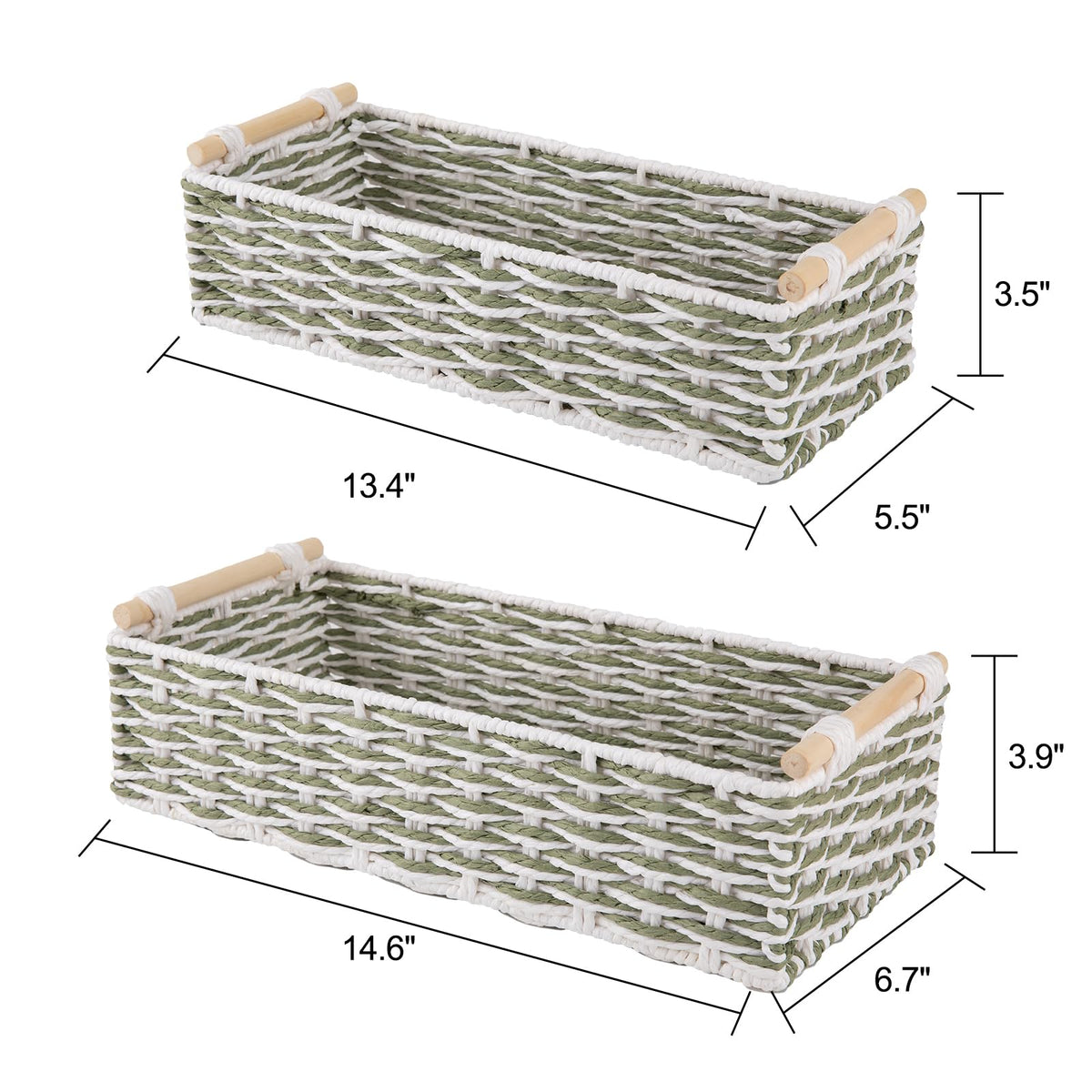 Toilet Paper Baskets Handmade Paper Rope Decorative Wicker Storage Tank Shelf Cabinet Organizer for Bathroom Home (2 Count)