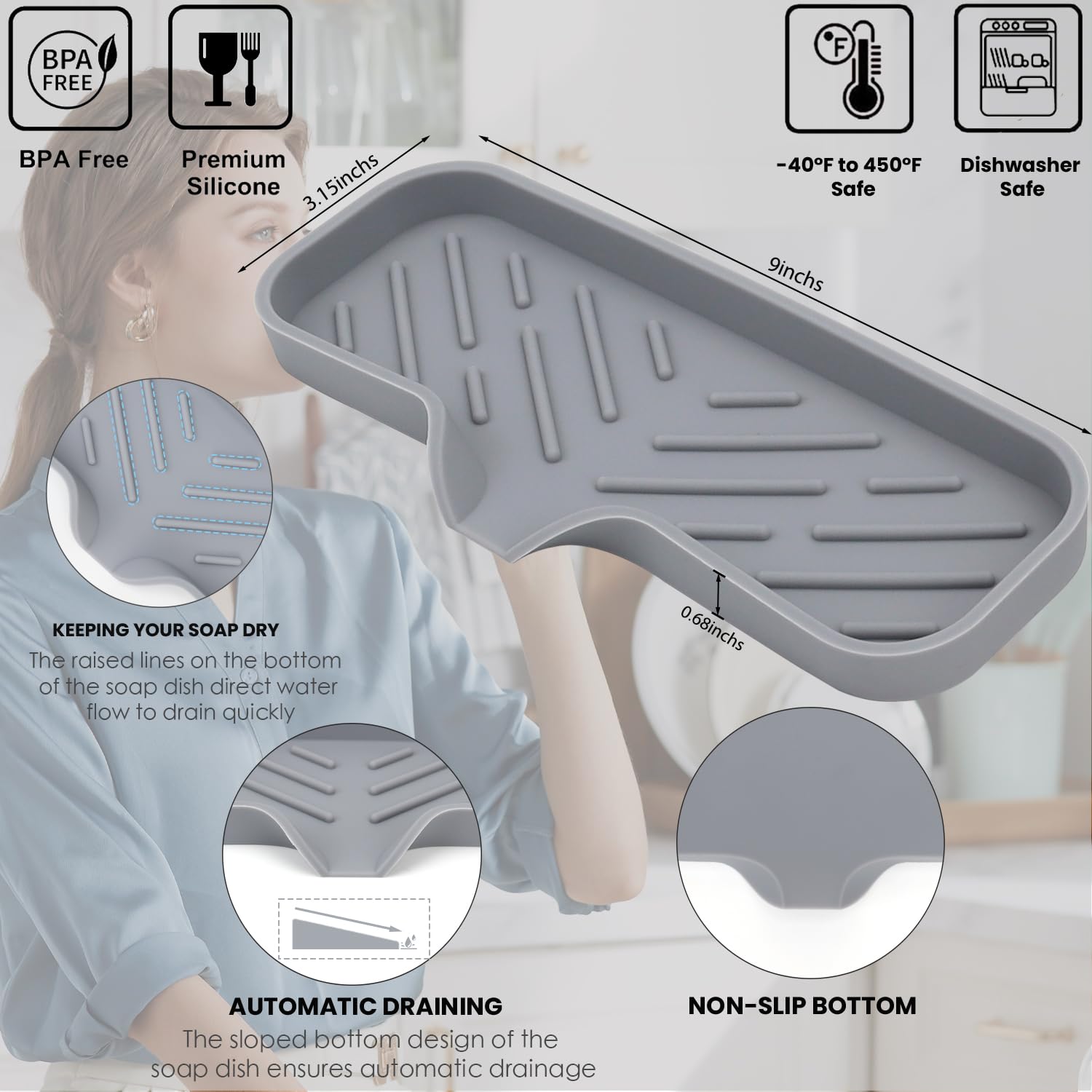Silicone Bathroom Soap Dishes (3.52 Ounce)