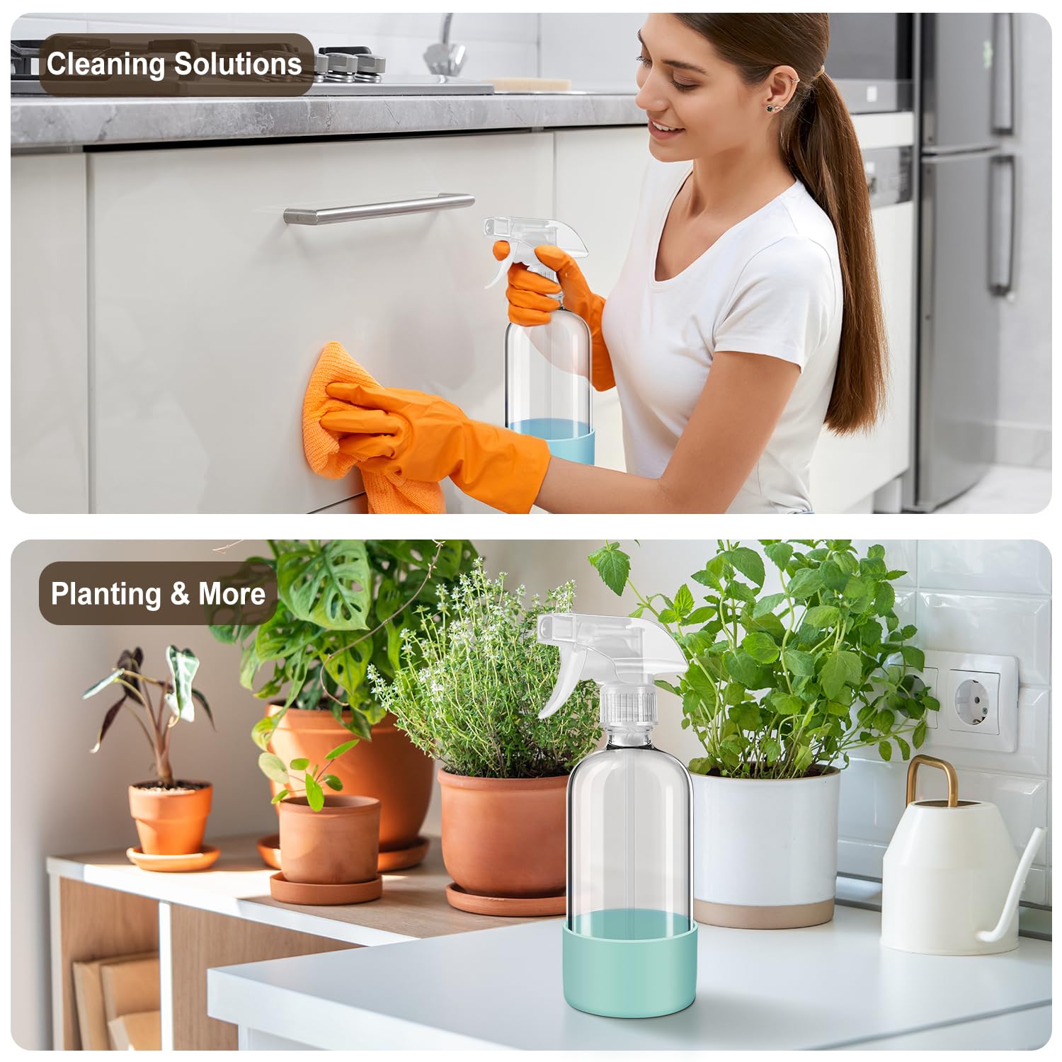 Glass Spray Bottles with Silicone Sleeves (2 Count)