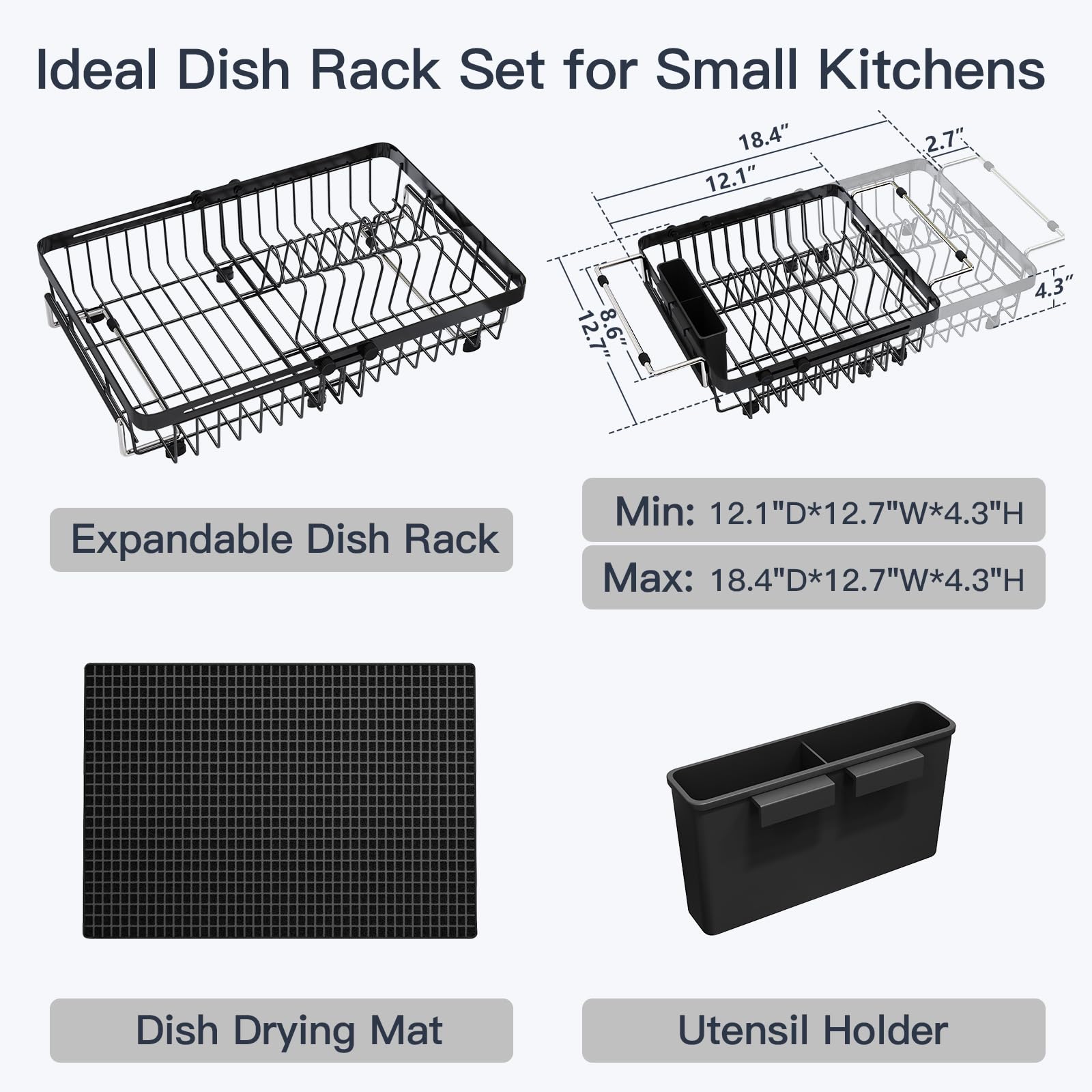 Dish Drying Rack Over The Sink with Utensil Holder