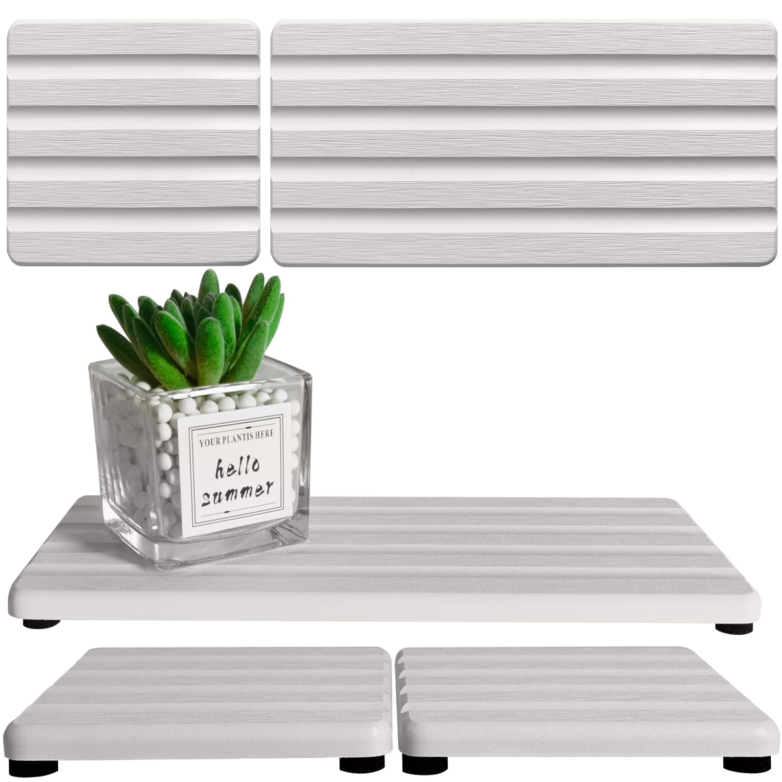 Set of 3 Water Absorbing Stone Tray Diatomite Hand Soap Holder for Bathroom