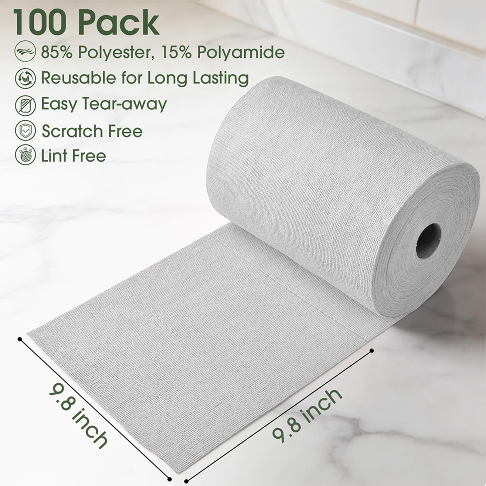 Microfiber Cleaning Cloth Roll (100 Count)