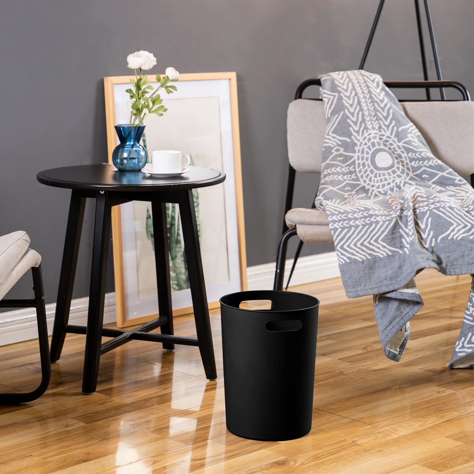 4 Pack Small Trash Can 3 Gallon Garbage Can Bathroom Bedroom Kitchen Black (4 Count)