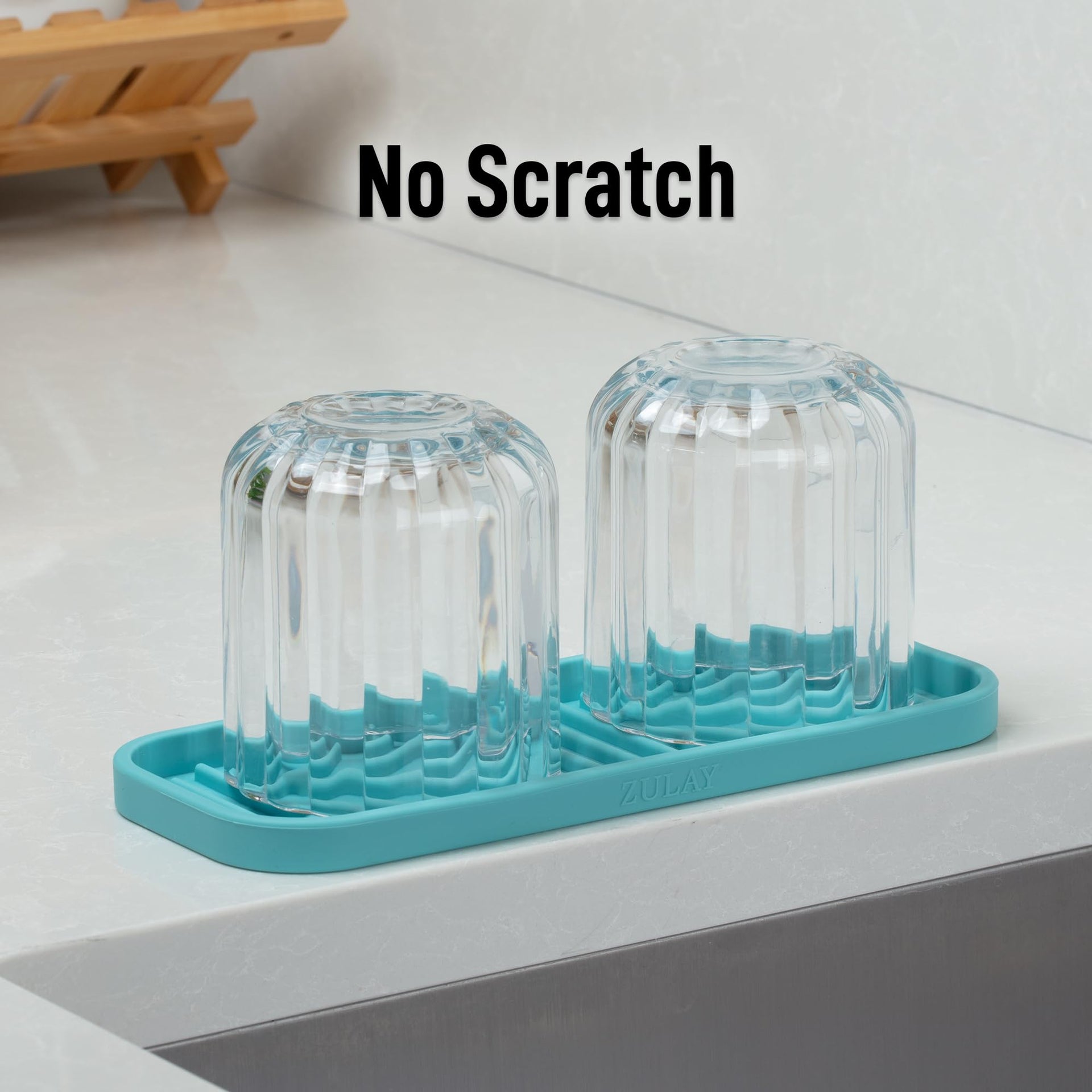 9x3.5) Silicone Sponge Holder for Kitchen Sink - Flexible Multipurpose Soap Tray Sponge Holder - Sink Organizer Tray for, Bathroom, Makeup, Trinkets & More (Aqua Sky)