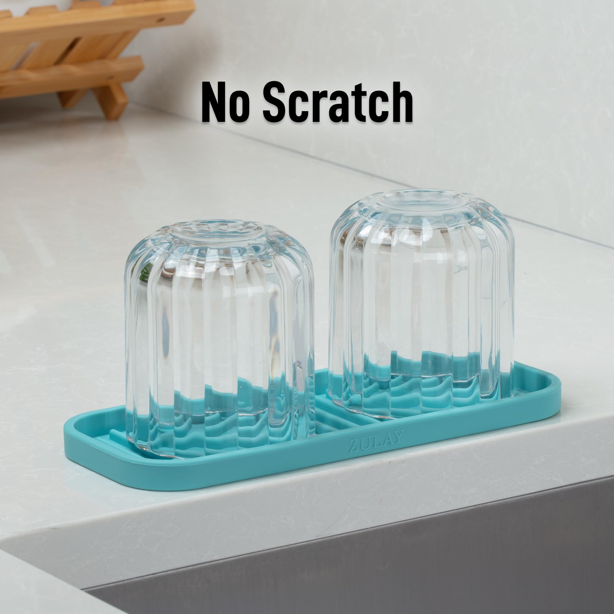 9x3.5) Silicone Sponge Holder for Kitchen Sink - Flexible Multipurpose Soap Tray Sponge Holder - Sink Organizer Tray for, Bathroom, Makeup, Trinkets & More (Aqua Sky)
