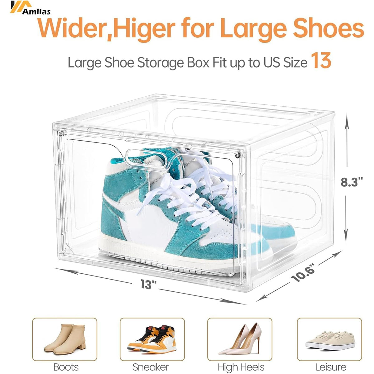 8 Pack Shoe Boxes Clear Plastic Stackable (8 Count)