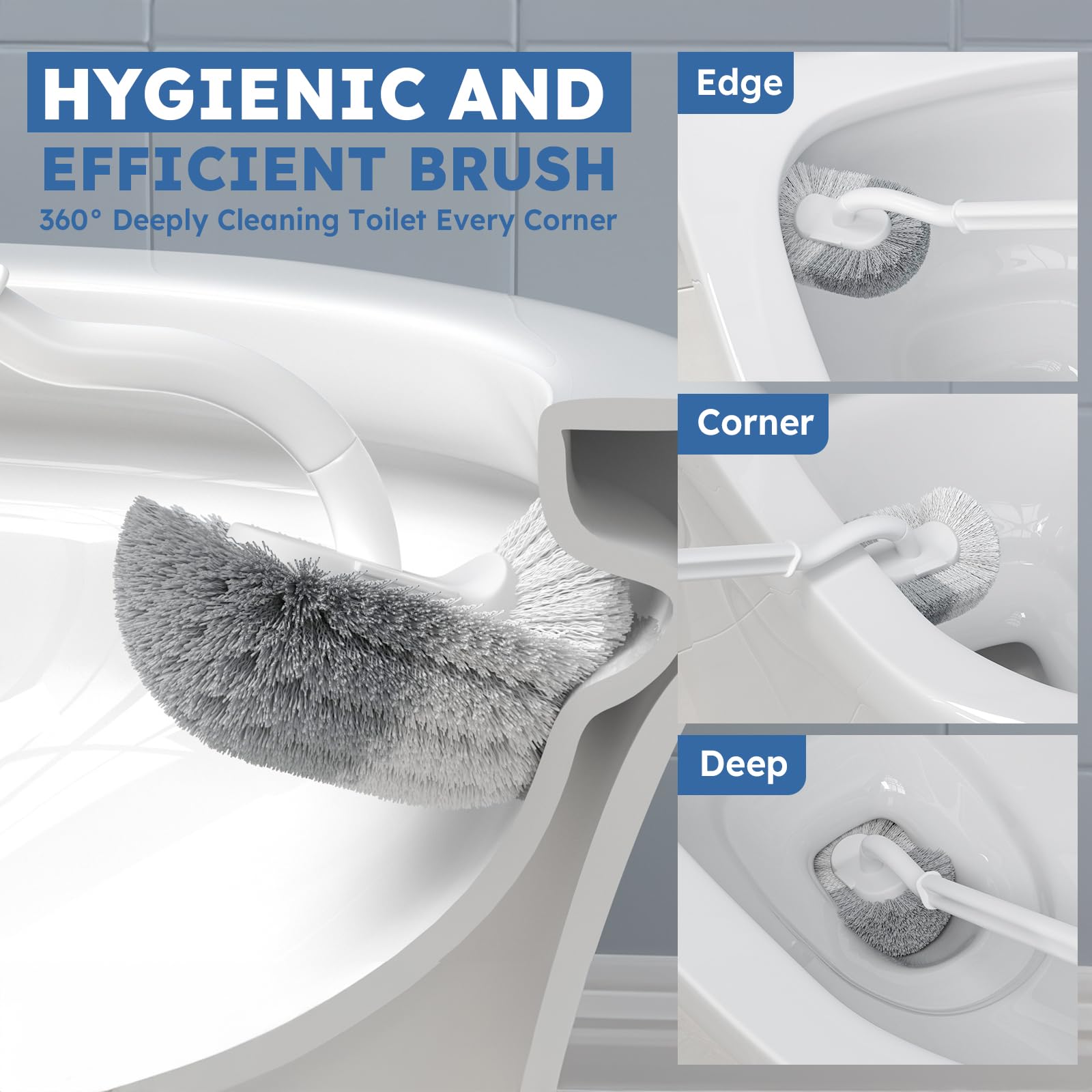 Toilet Brush 2 Pack Toilet Brush and Holder Set with Durable Curved BristlesToilet Scrubber (2 Count)