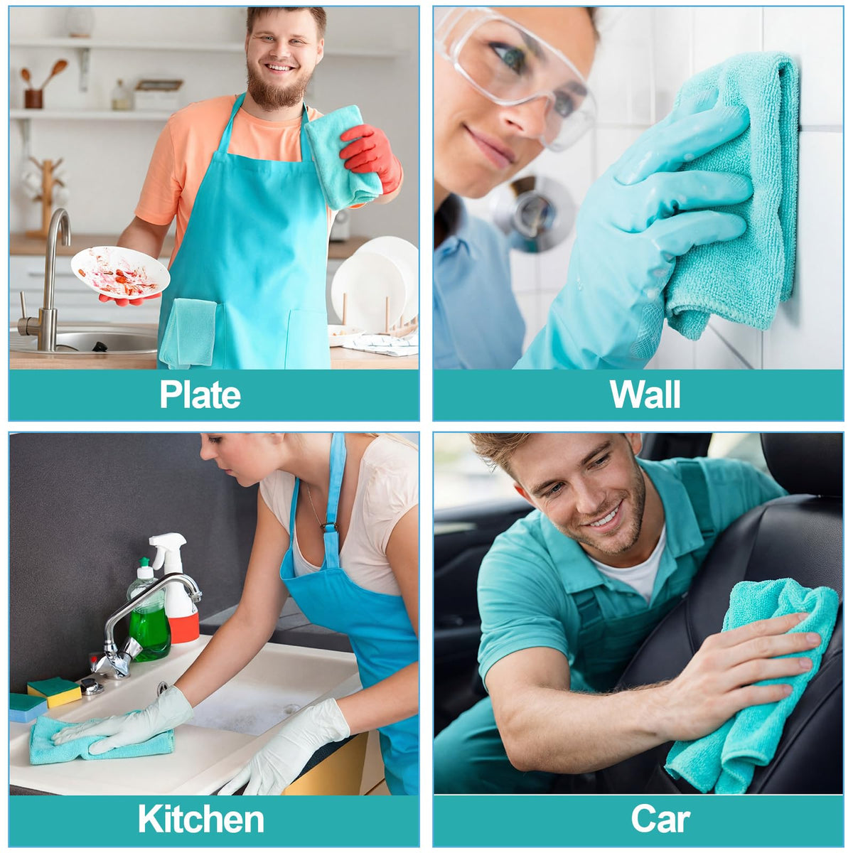 Cleaning Cloths for Cars 16 x 16 Inch Ultra Absorbent Towels Drying Microfiber Reusable Cleaning Supplies House Kitchen Window Microfiber Towel (60 Count)