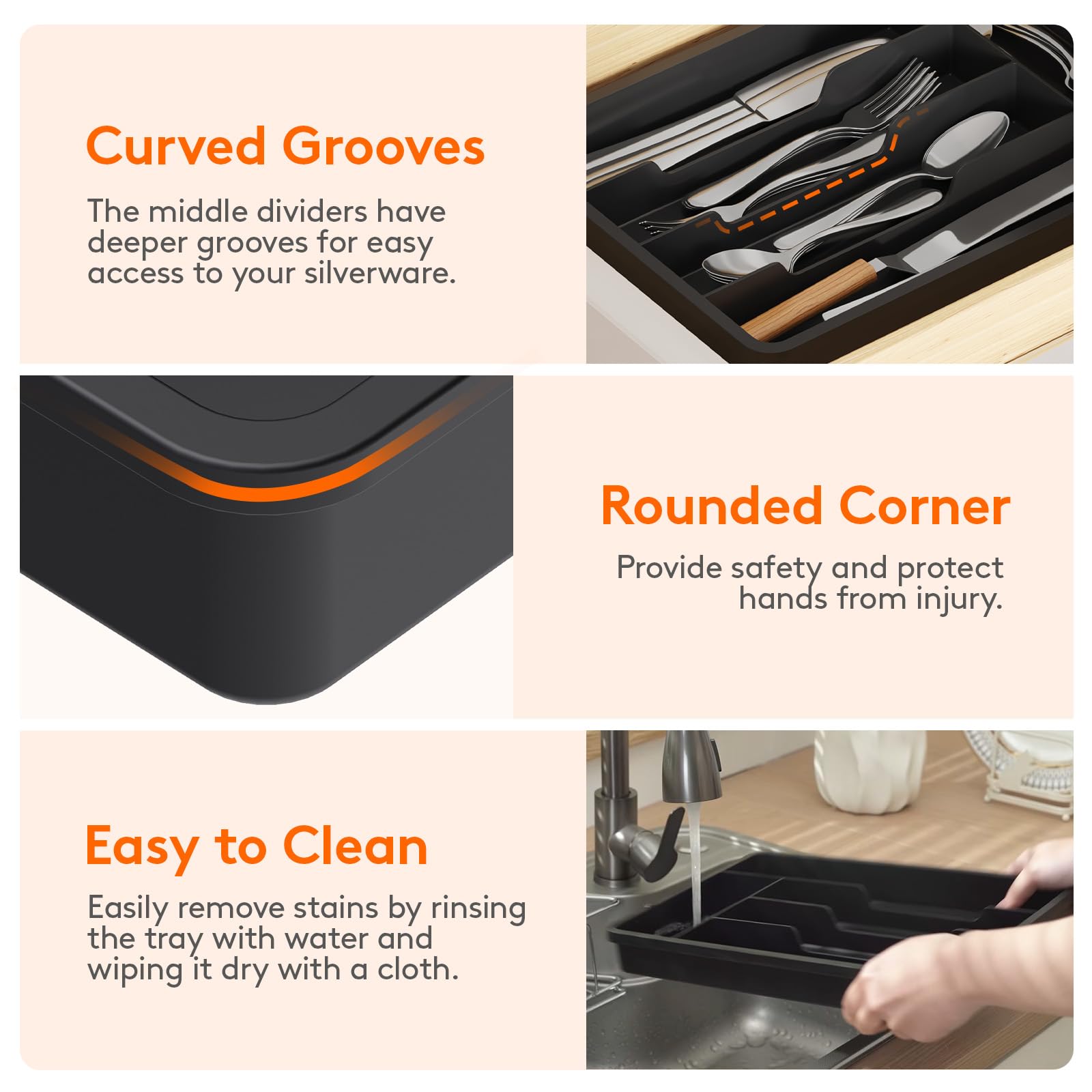 Silverware Drawer Organizer Tray