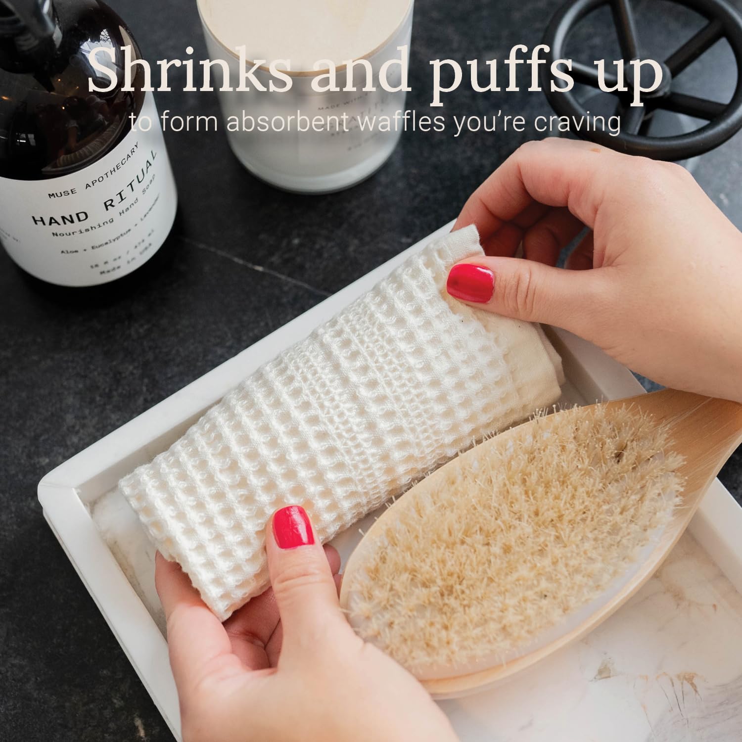 Waffle Towels Wash Cloths for Showering (4 Count)