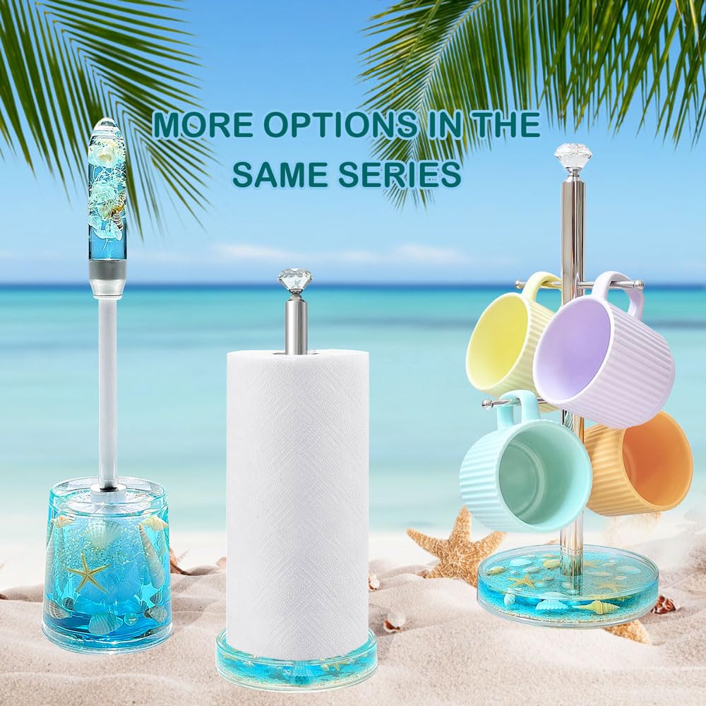 Toilet Brush and Holder Acrylic with Nature Seashell