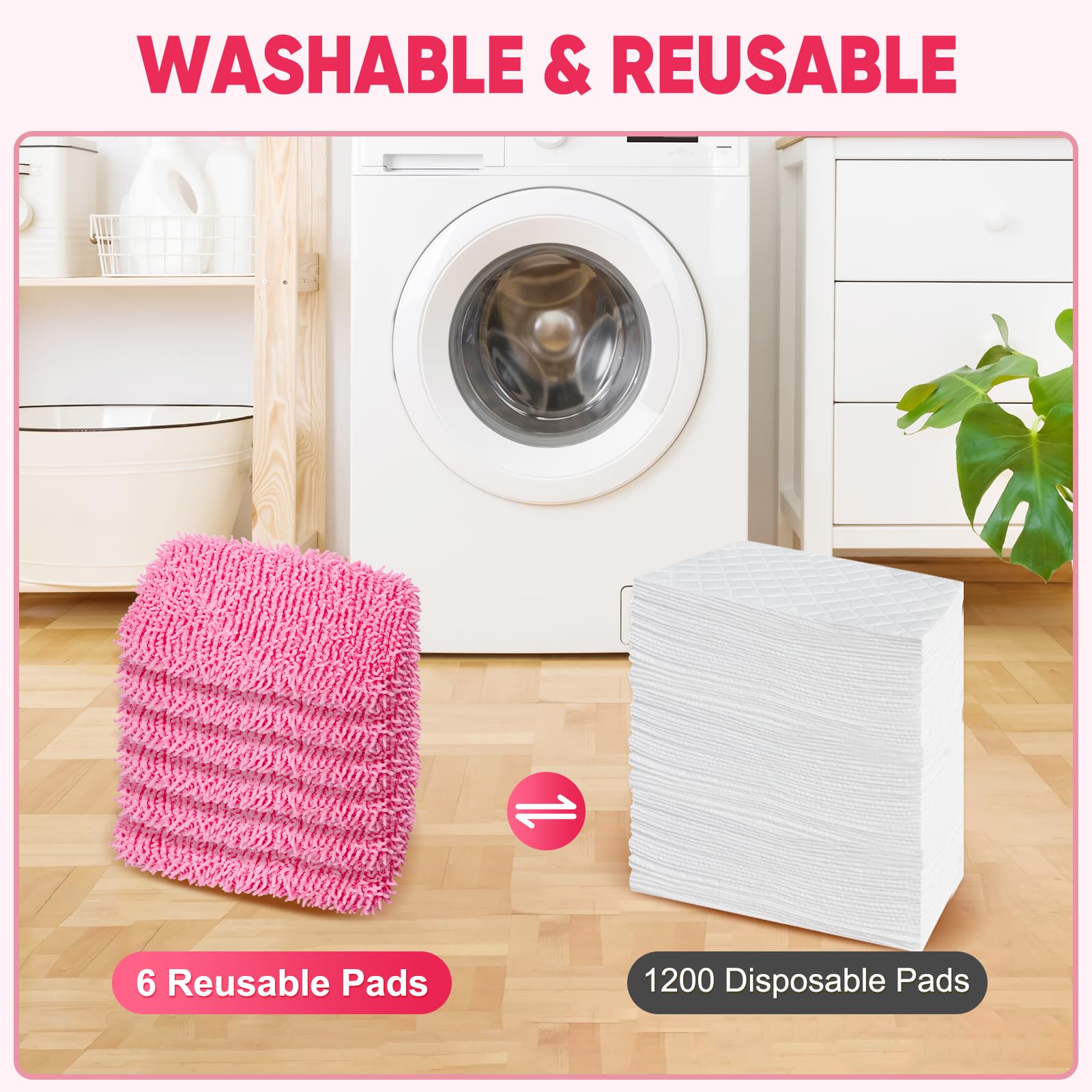 6 Pack Reusable Mop Pads Compatible with Swiffer Sweeper (6 Count)