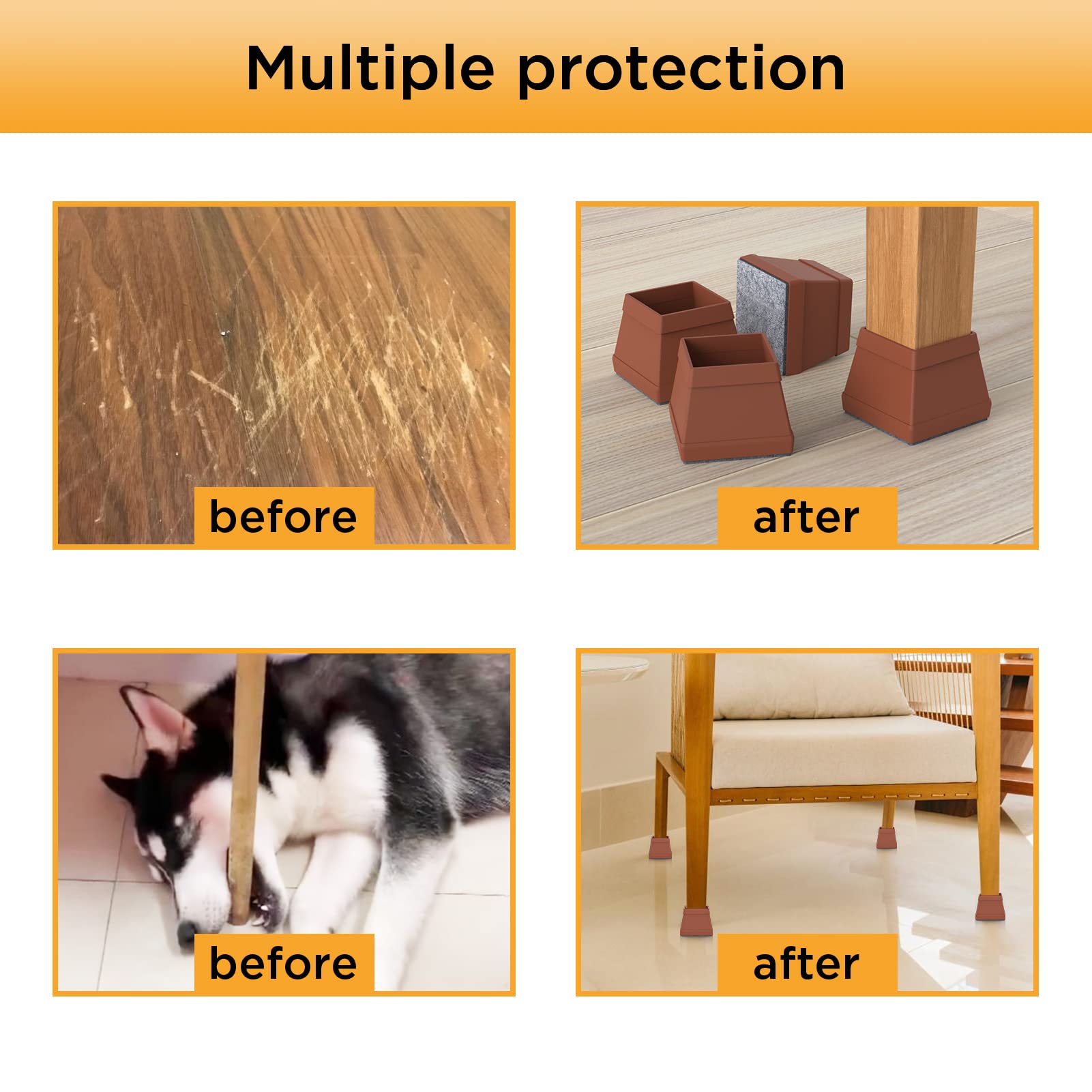 16 PCS Square Chair Leg Floor Protector (16 Count)