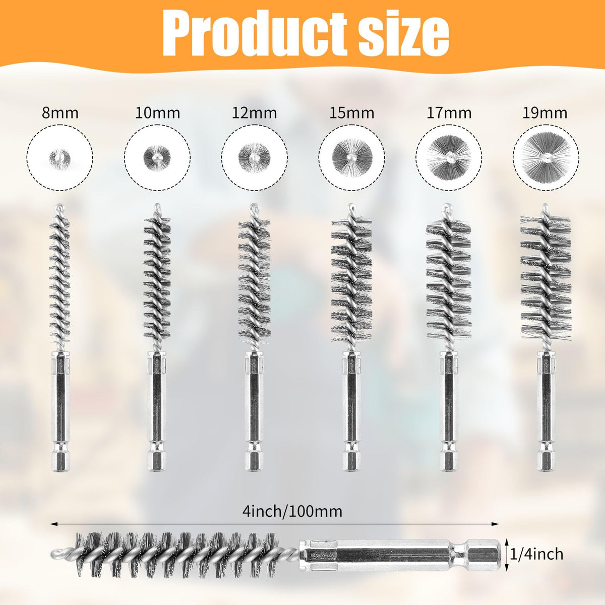 12 Pieces Wire Brush Drill Bore Cleaning Brush Set (12 Count)
