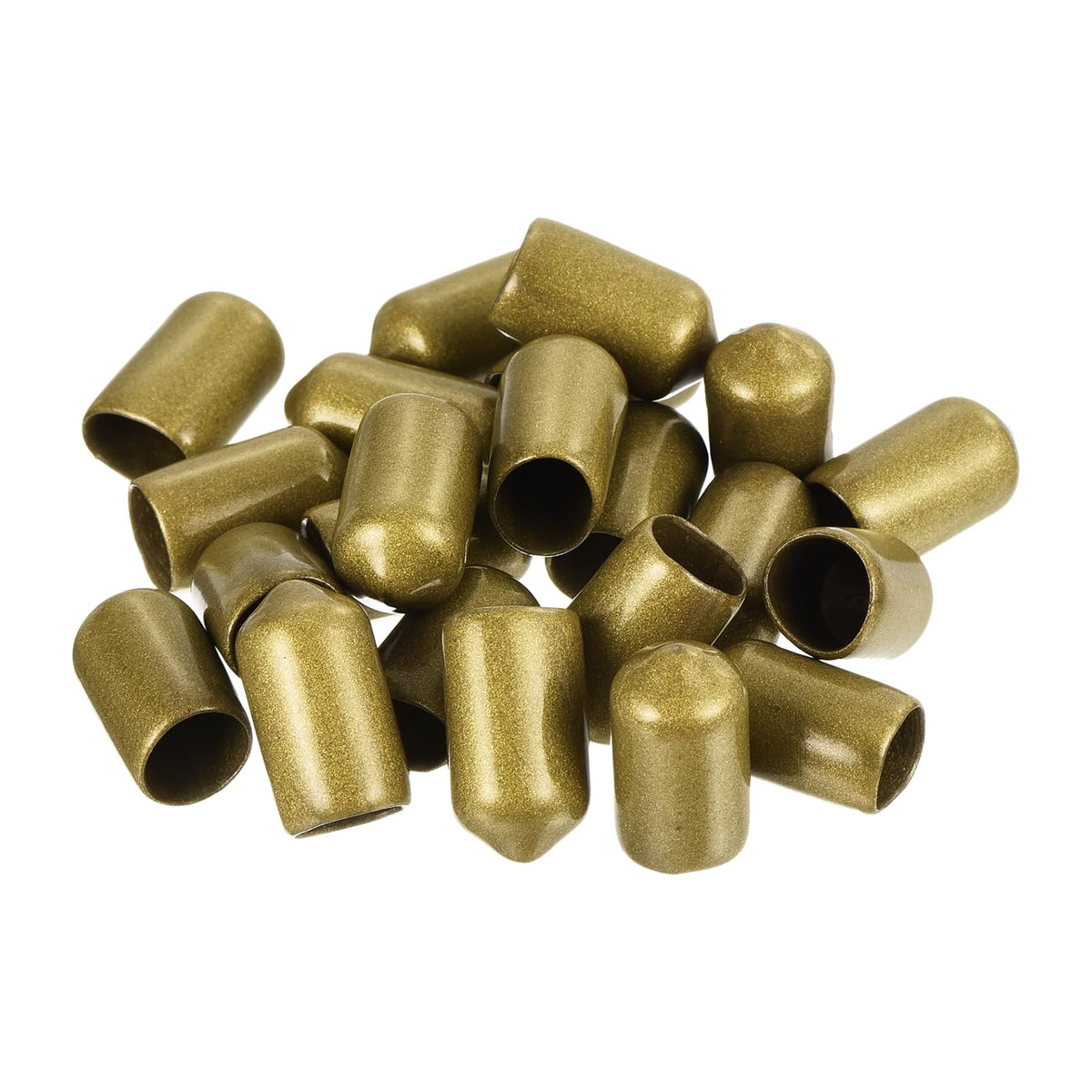 20pcs Rubber End Caps 9mm ID Vinyl Round Tube Bolt Cap Cover Thread Protectors Gold