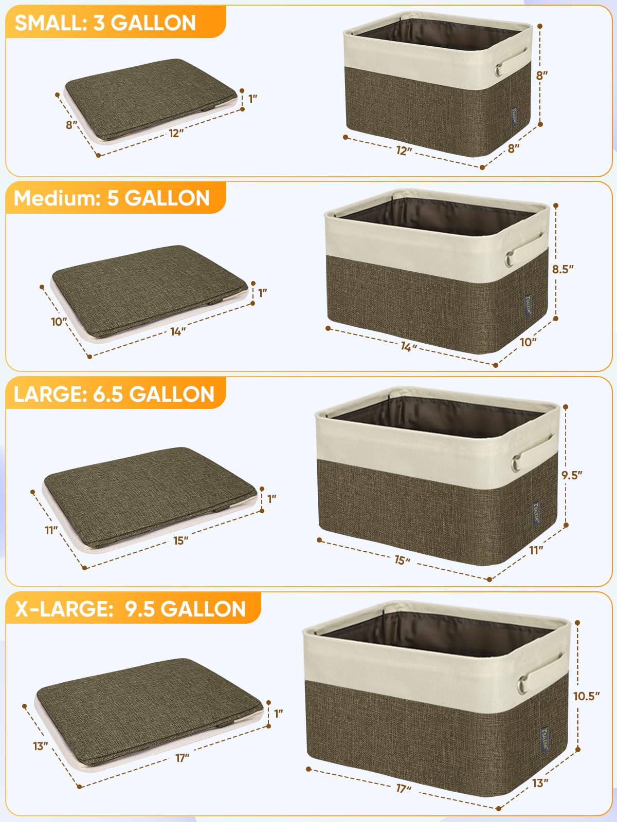 1 Pack Fabric Closet Storage Bins for Shelves