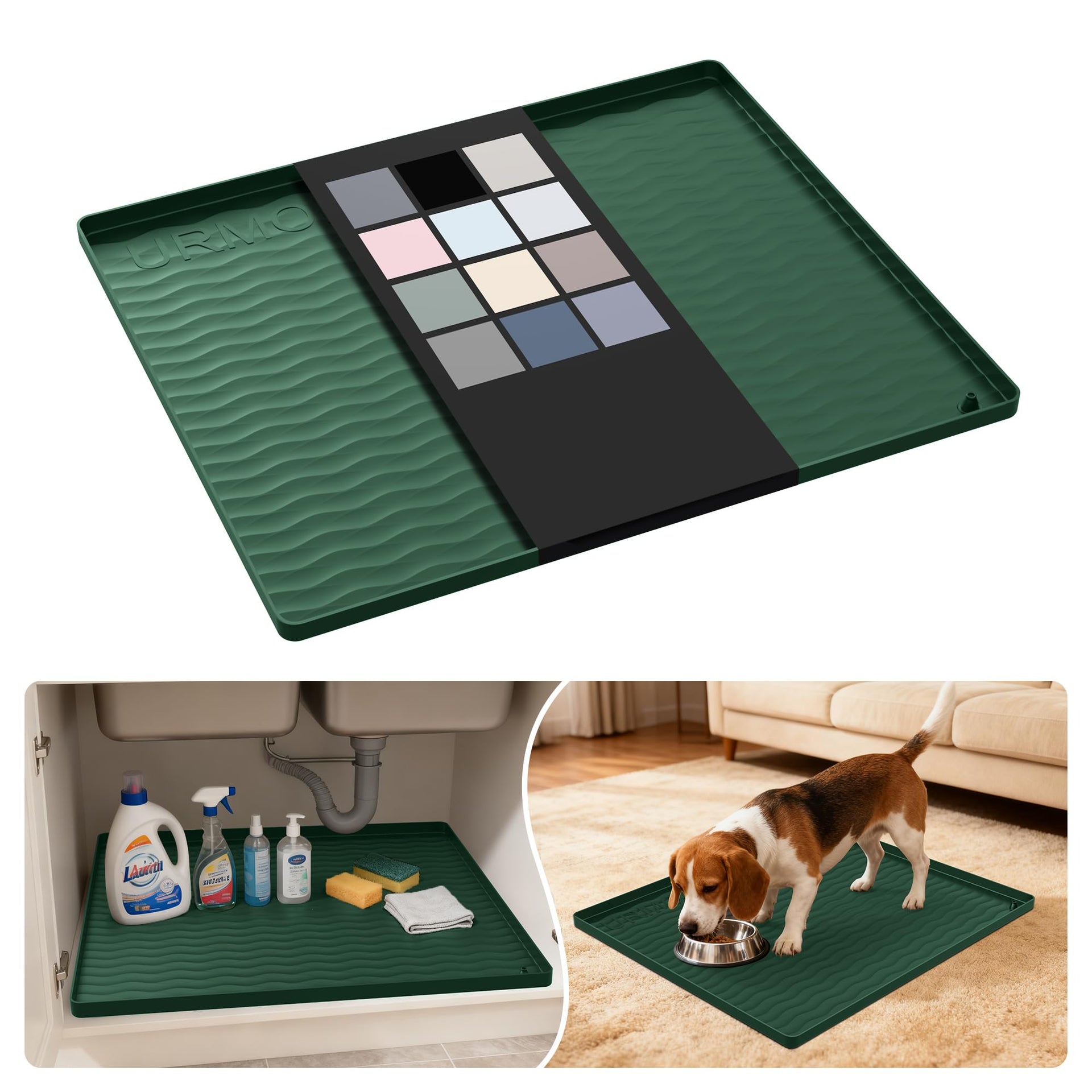 Waterproof Silicone Under Sink Mat 22'' x 19'' Shelf Liner for Kitchen and Bathroom