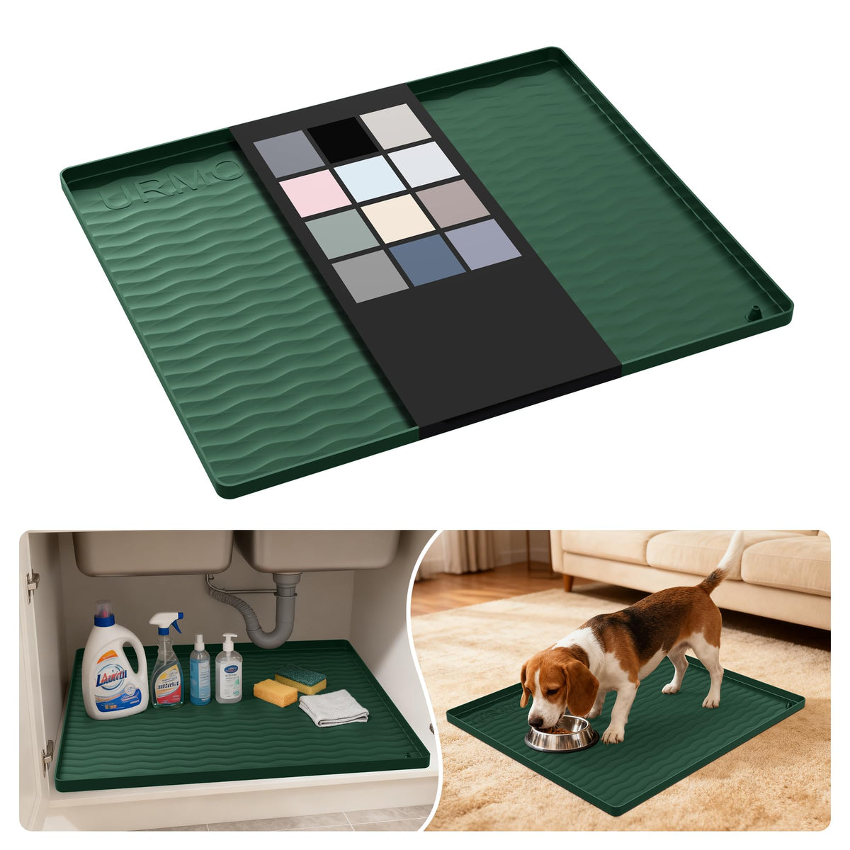 Waterproof Silicone Under Sink Mat 22'' x 19'' Shelf Liner for Kitchen and Bathroom