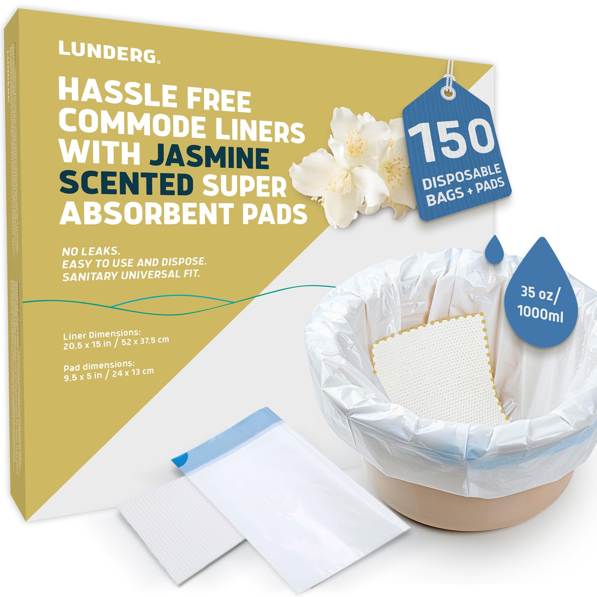 Commode Liners & Absorbent Pads (150 Count)