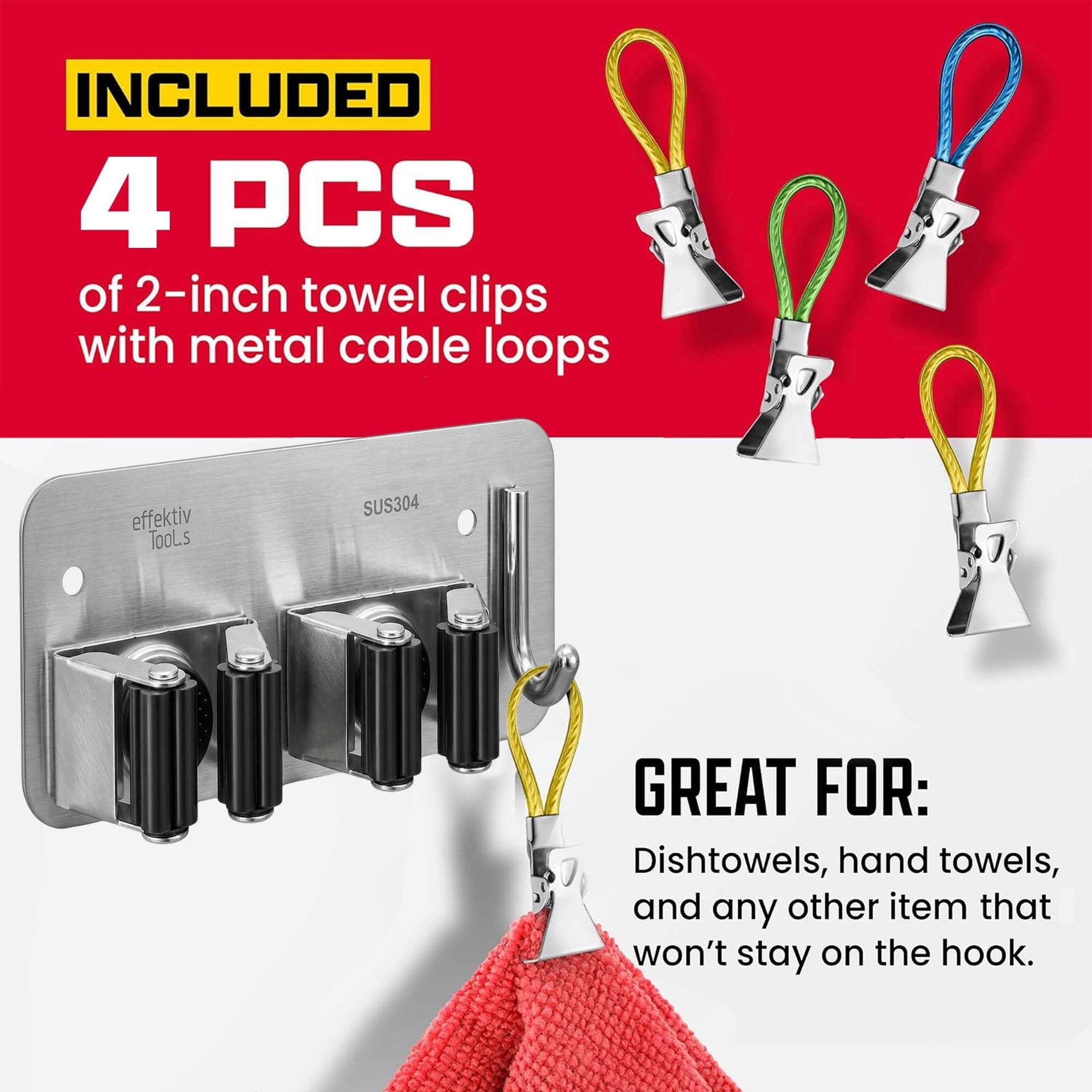 2 Pack Wall Mount Hanger for Brooms & Mops (2 Count)
