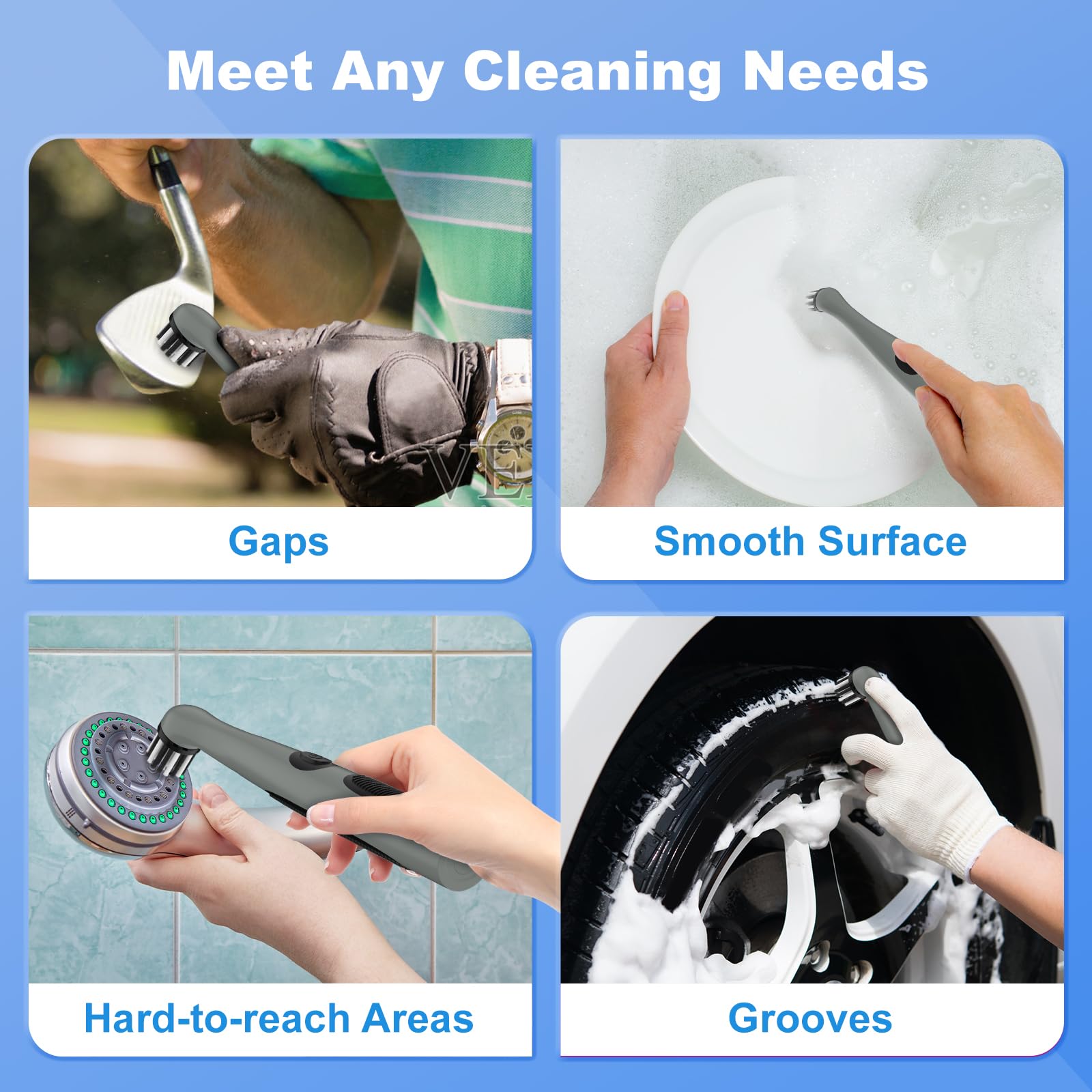 Rechargeable Electric Cleaning Brush with 4 in 1 Multiple Brush Heads and USB Cable