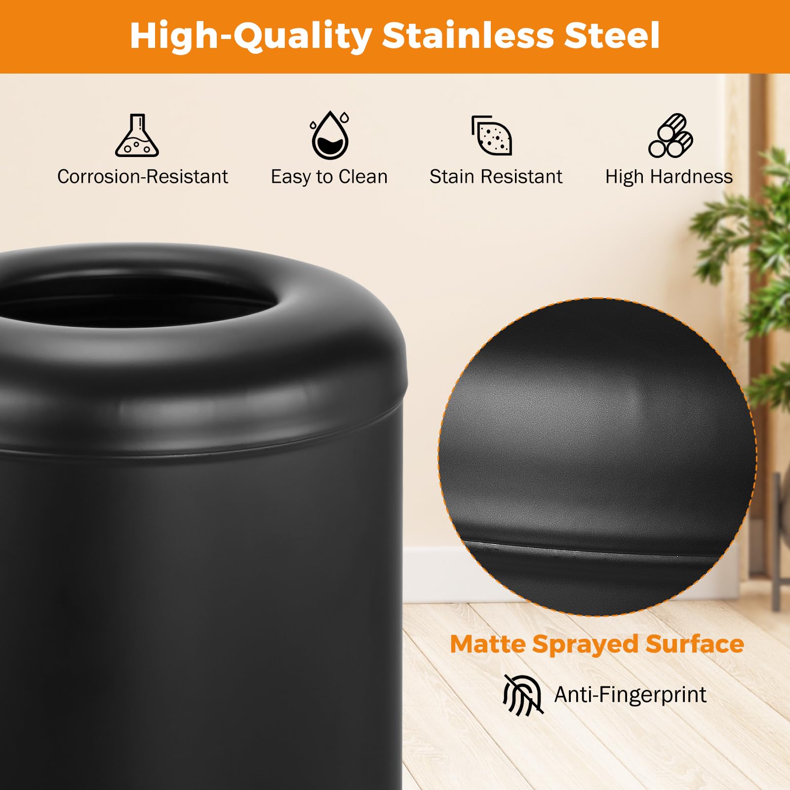 16.5Gal Open Top Trash Can