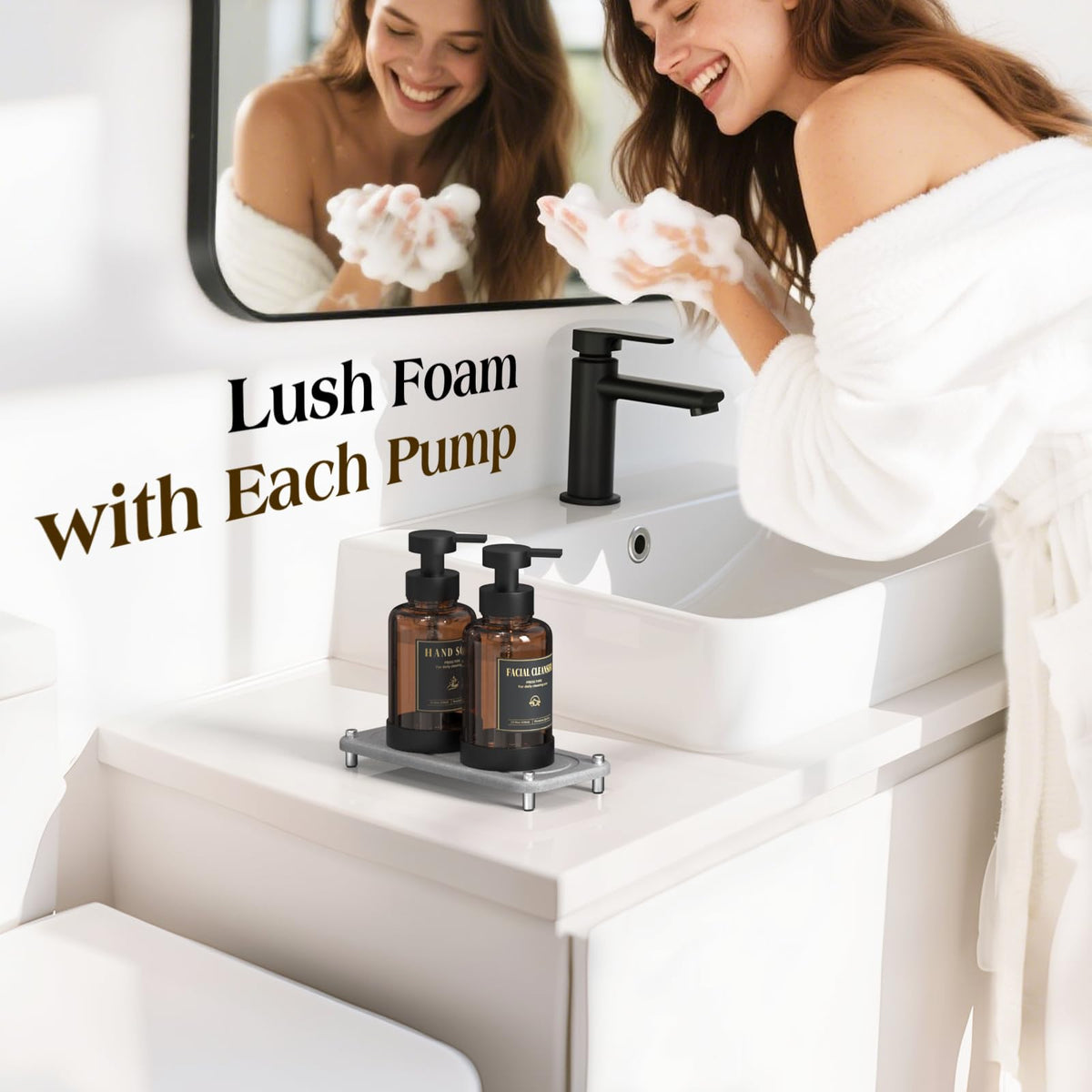 15oz Glass Foaming Soap Dispenser Set (2 Count)