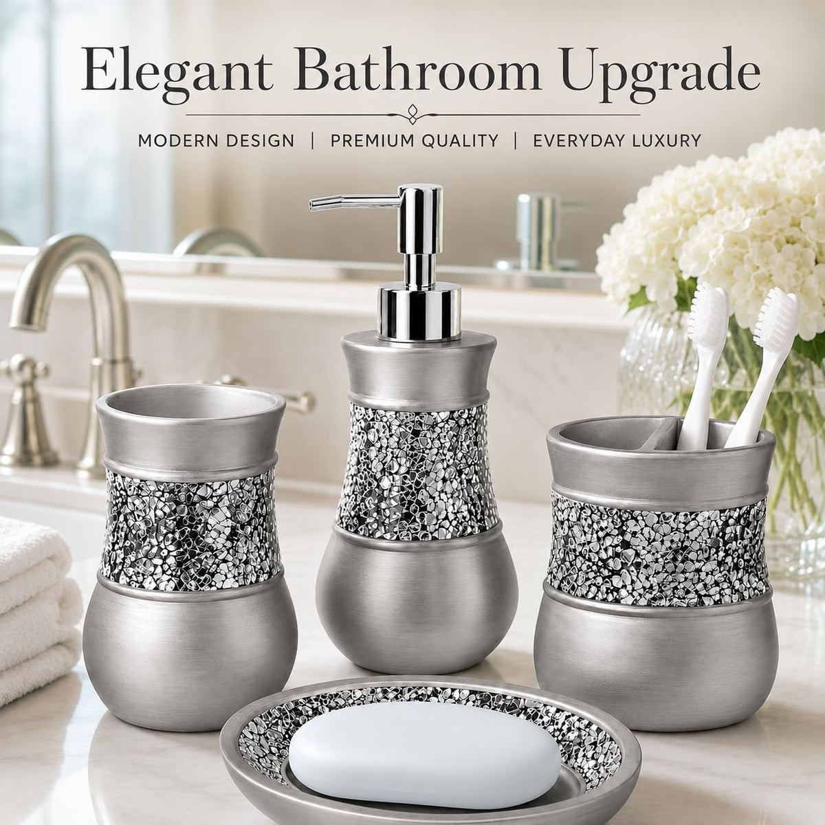 4 Pc. Resin Bathroom Accessory Set (4 Count)