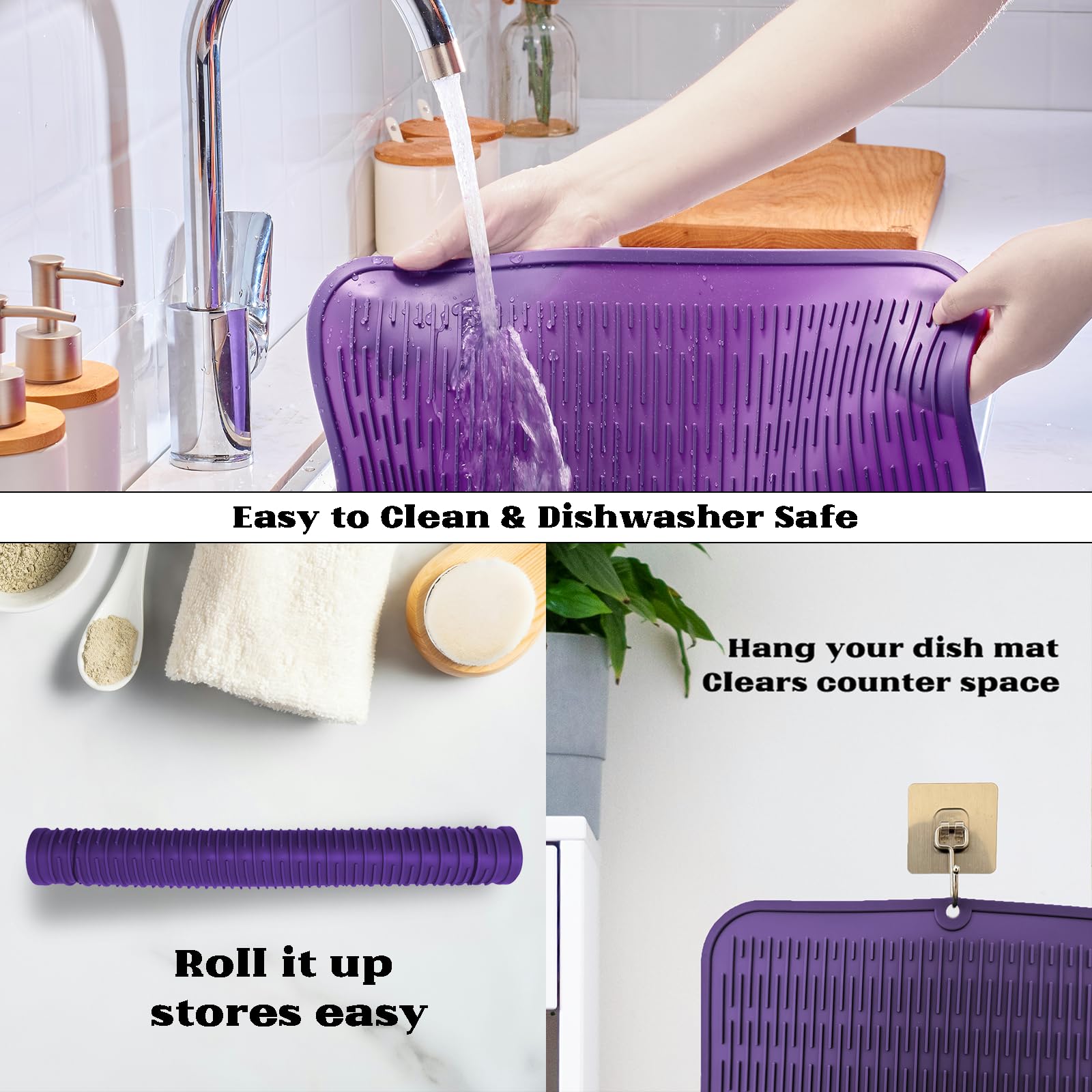 Oversized Silicone Dish Drying Mat for Kitchen
