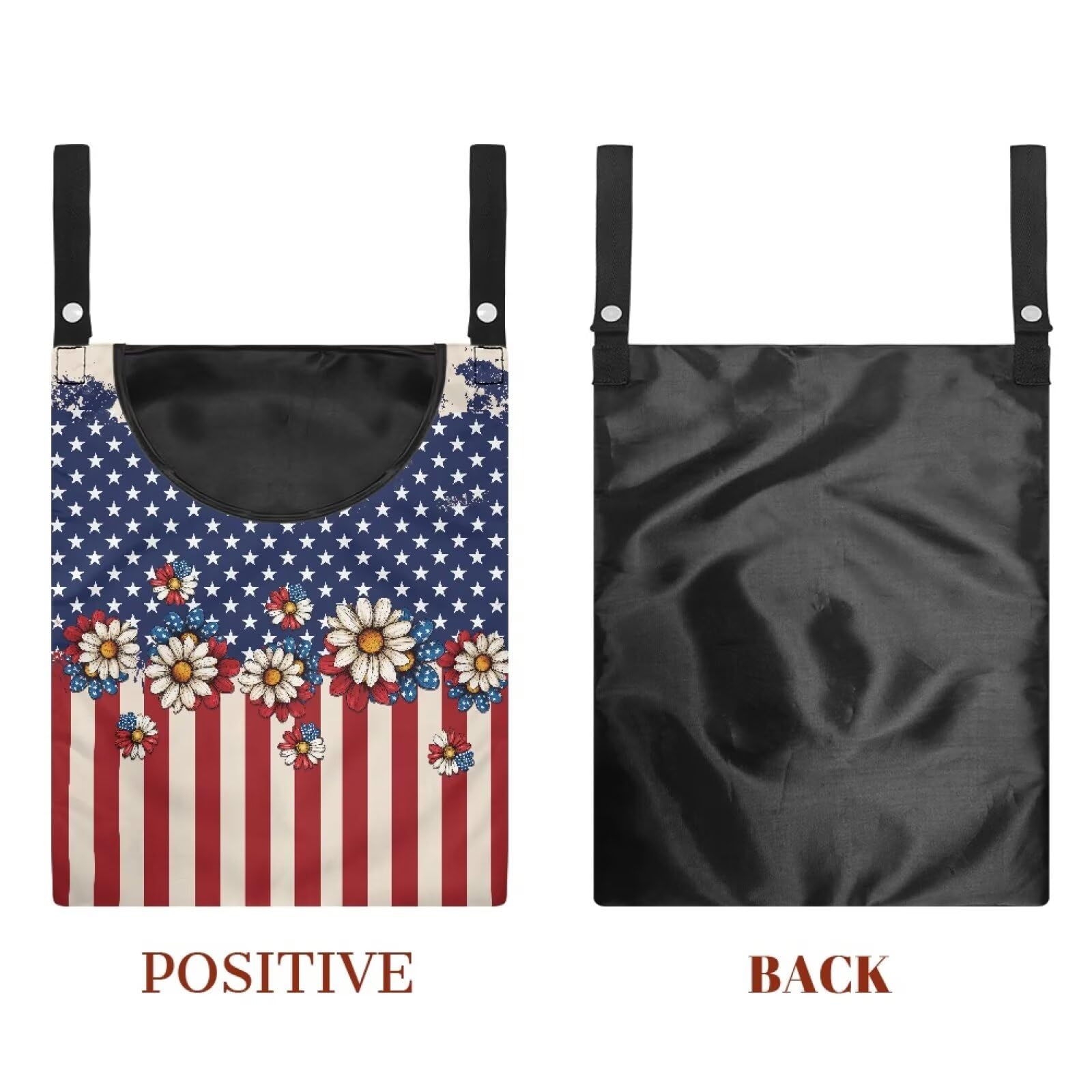 American Flag Clothes Pin Bag Floral Poeny Clothes Pin Hanging Bag Fashion Clothespin Organizer Bag Portable Clothespin Storage with Large Opening Clothespins Storage for Small Items