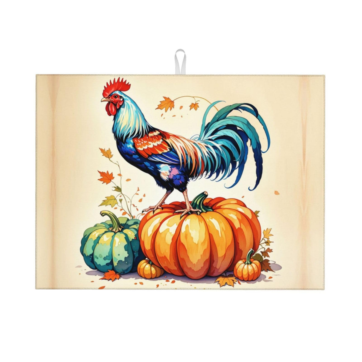 Rooster Pumpkin Dish Drying Mat Highly Absorbent Double