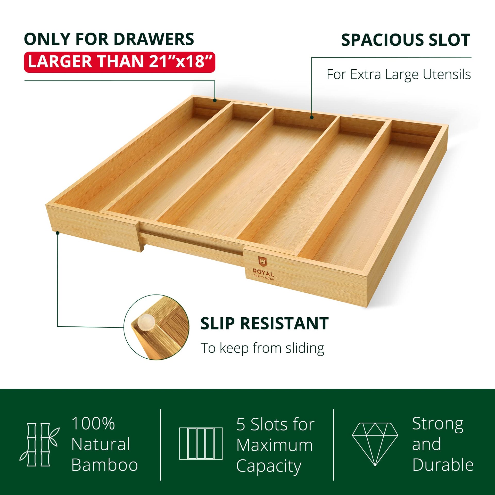 Luxury Bamboo Kitchen Drawer Organizer