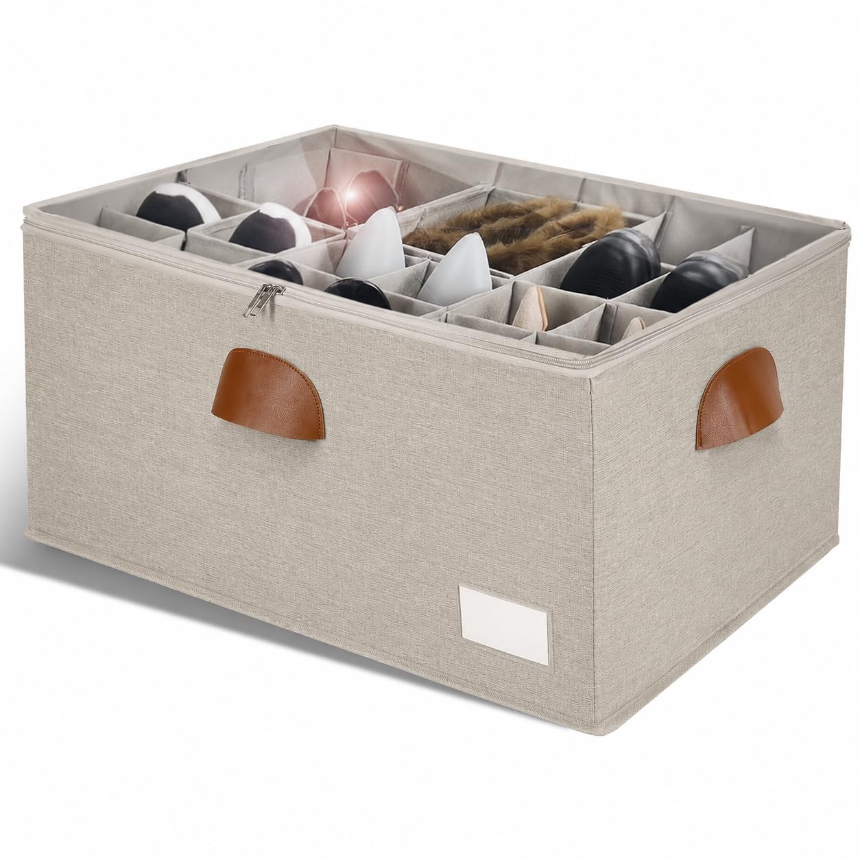 1 Pack Shoe Organizer for Closet Foldable Storage Box with Clear Cove