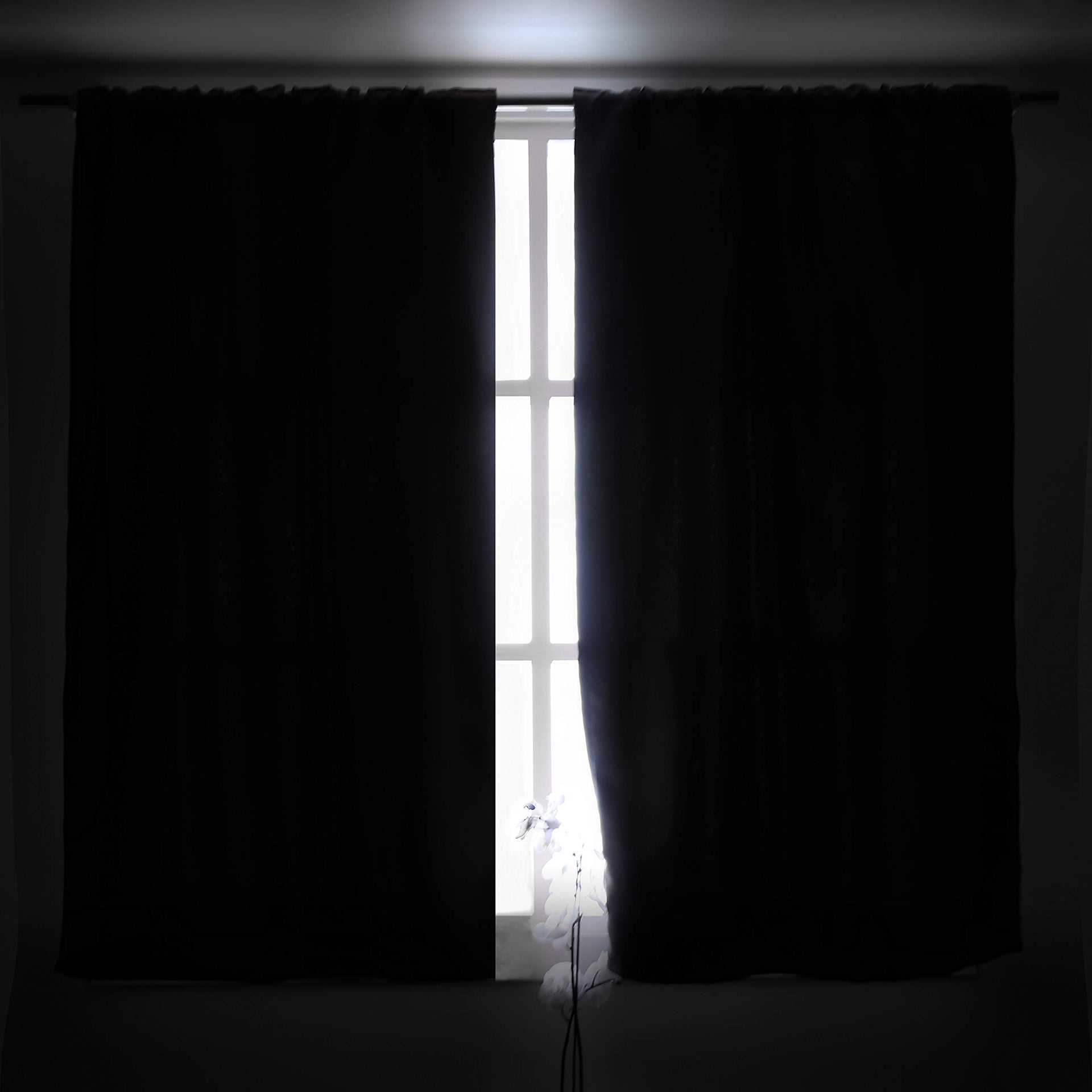 Dark Grey Short Blackout Curtains 45 Inches Length (2 Count)