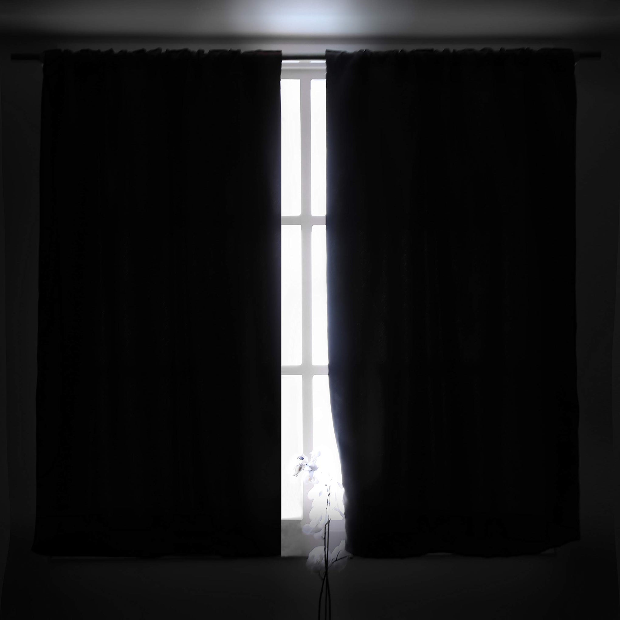 Dark Grey Short Blackout Curtains 45 Inches Length (2 Count)