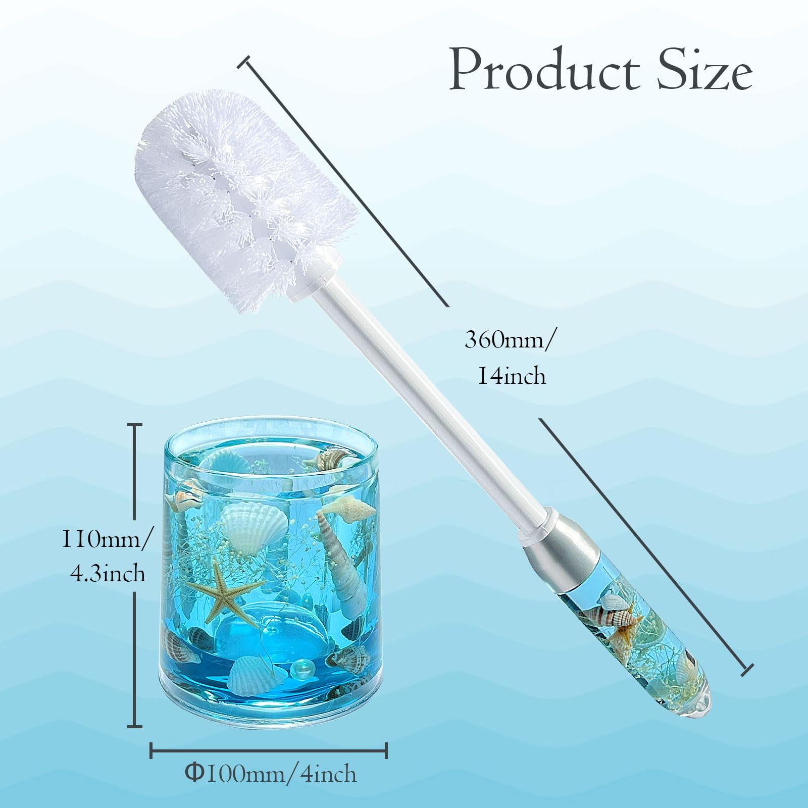 Toilet Brush and Holder Acrylic with Nature Seashell