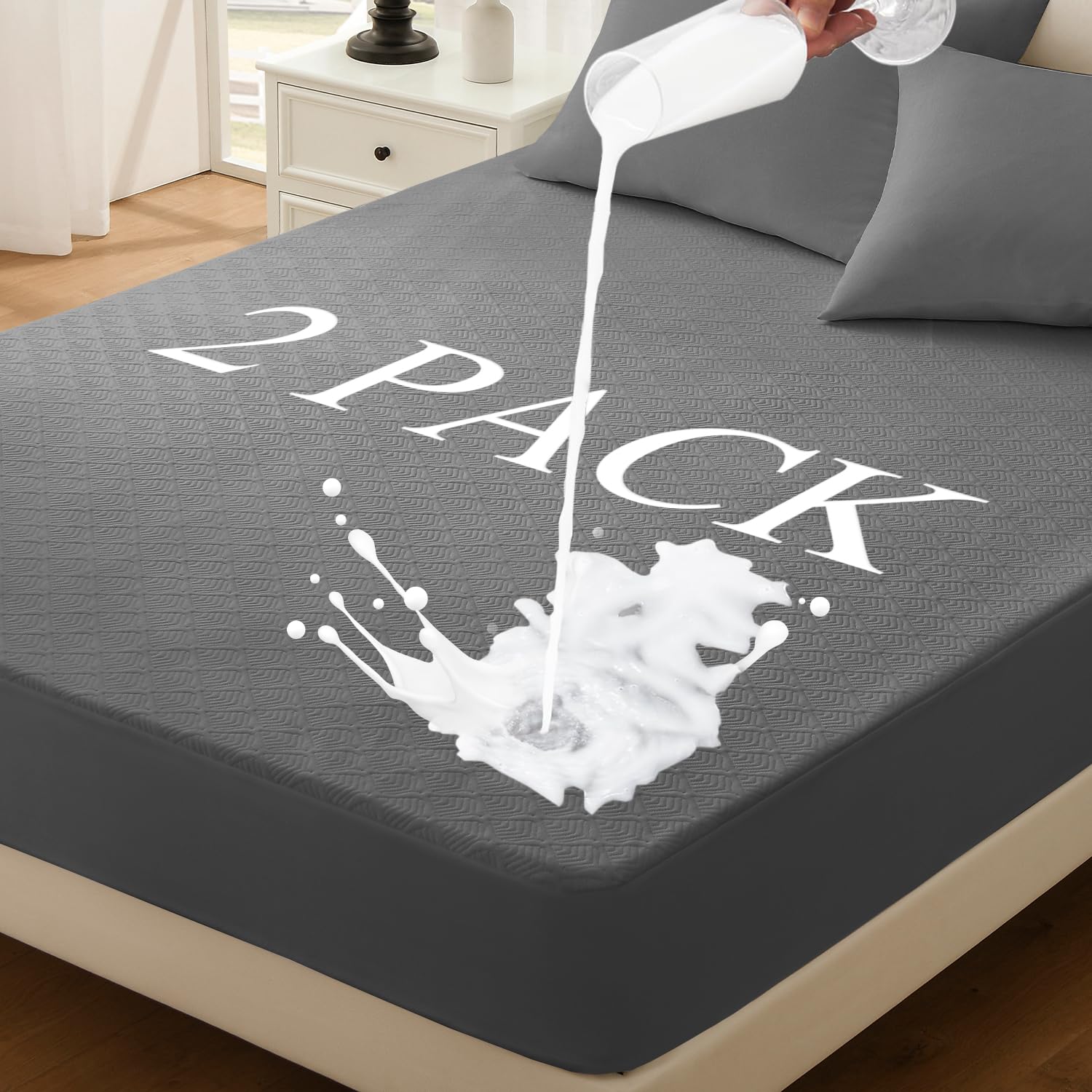 2 Pack Twin Mattress Protector Waterproof (2 Count)