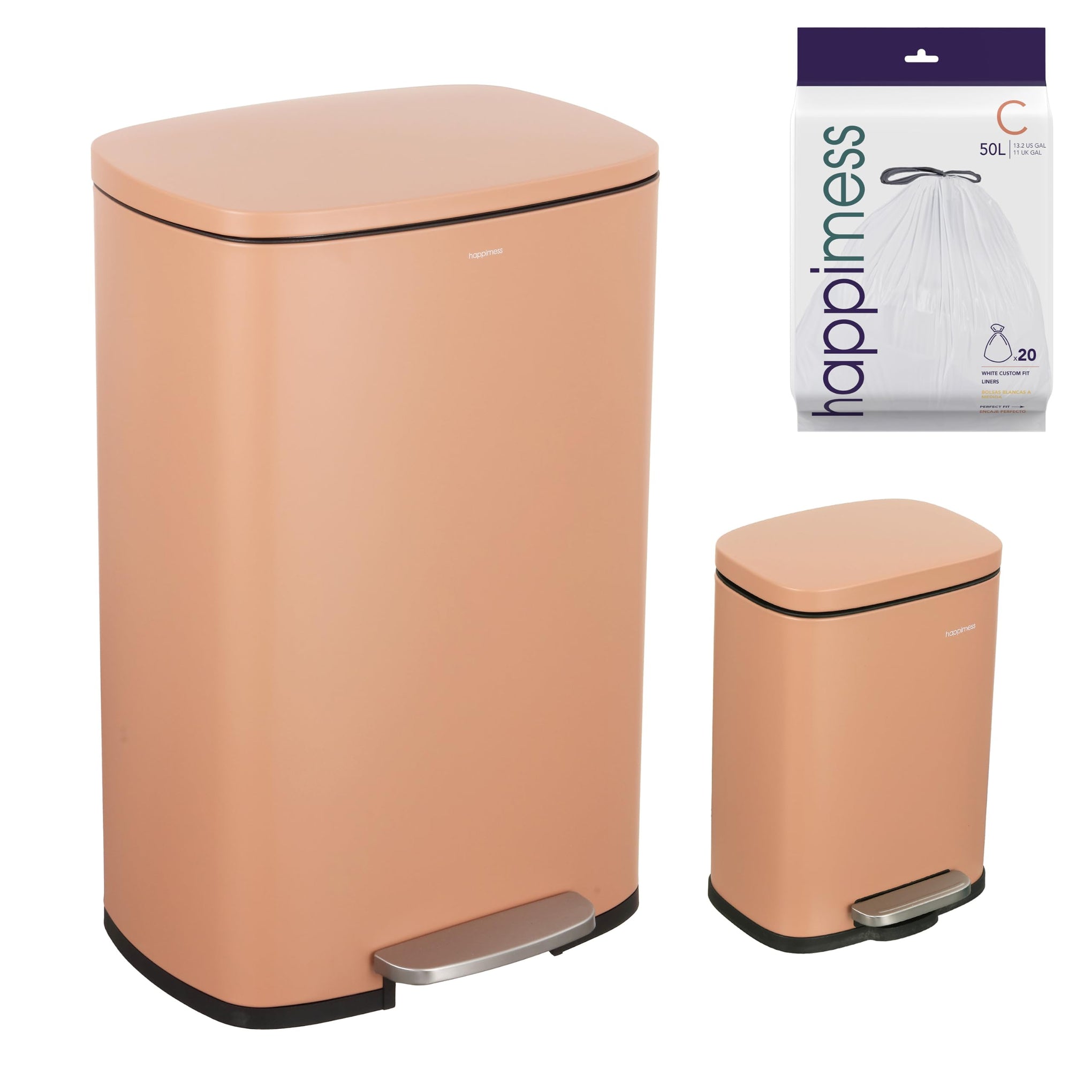 Connor 2 Piece Iron Trash Can (2 Count)