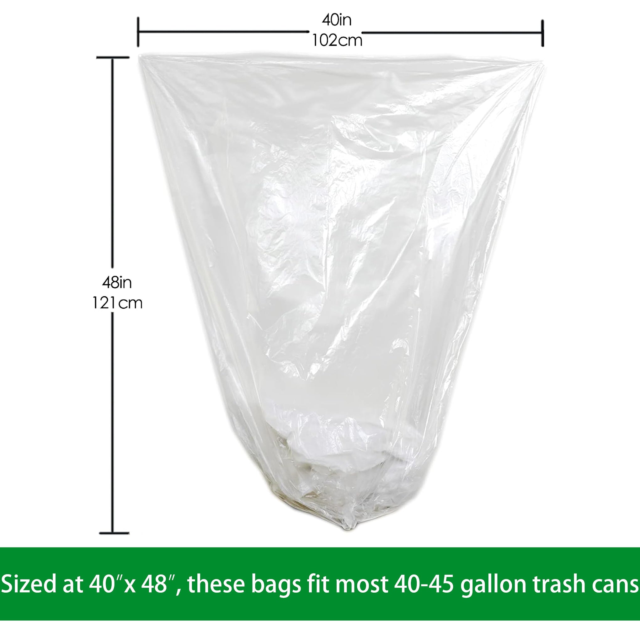 40 45 Gallon Clear Trash Can Liners (250 Count)