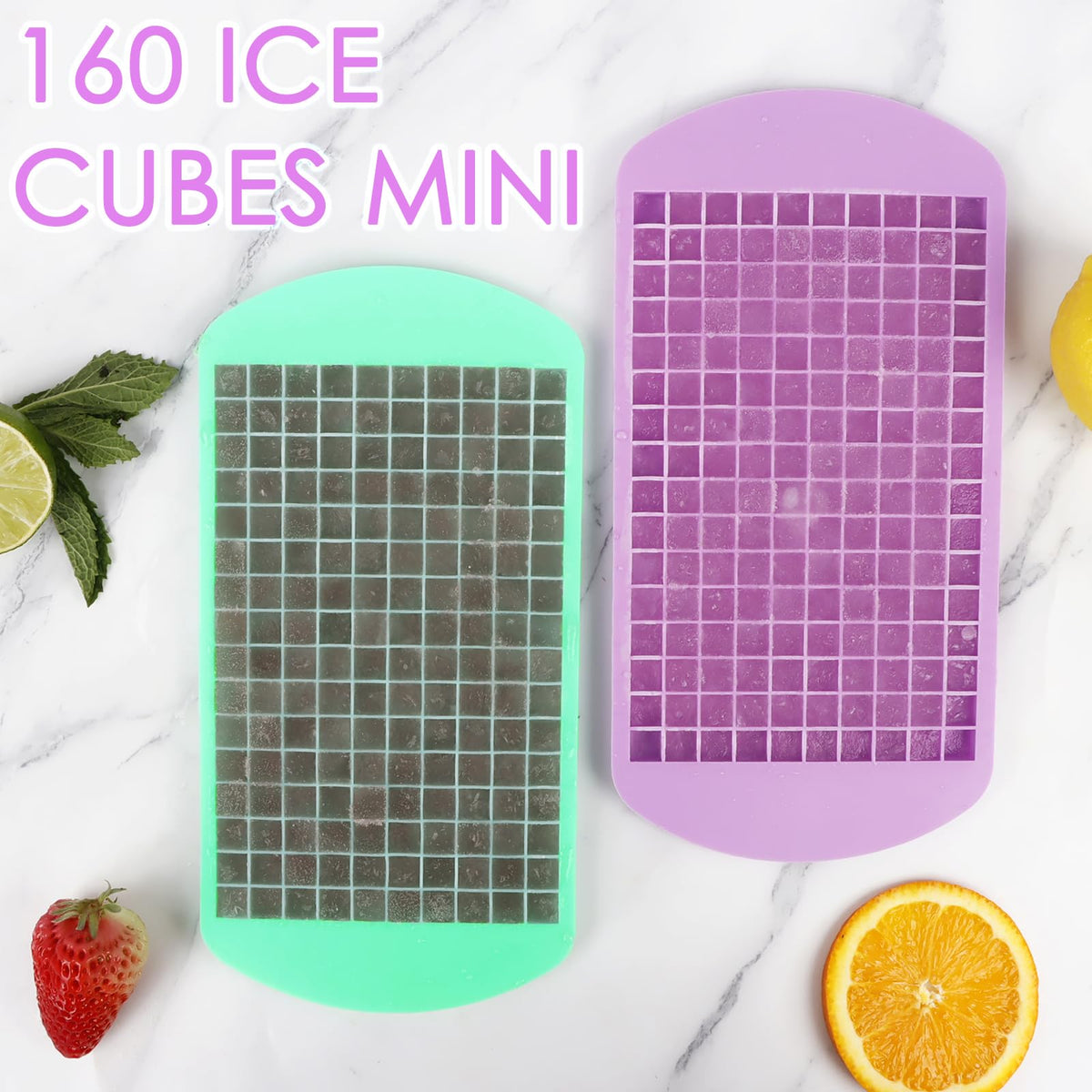 Silicone Mini Ice Cube Trays 2 Pack (5.28 Ounce)