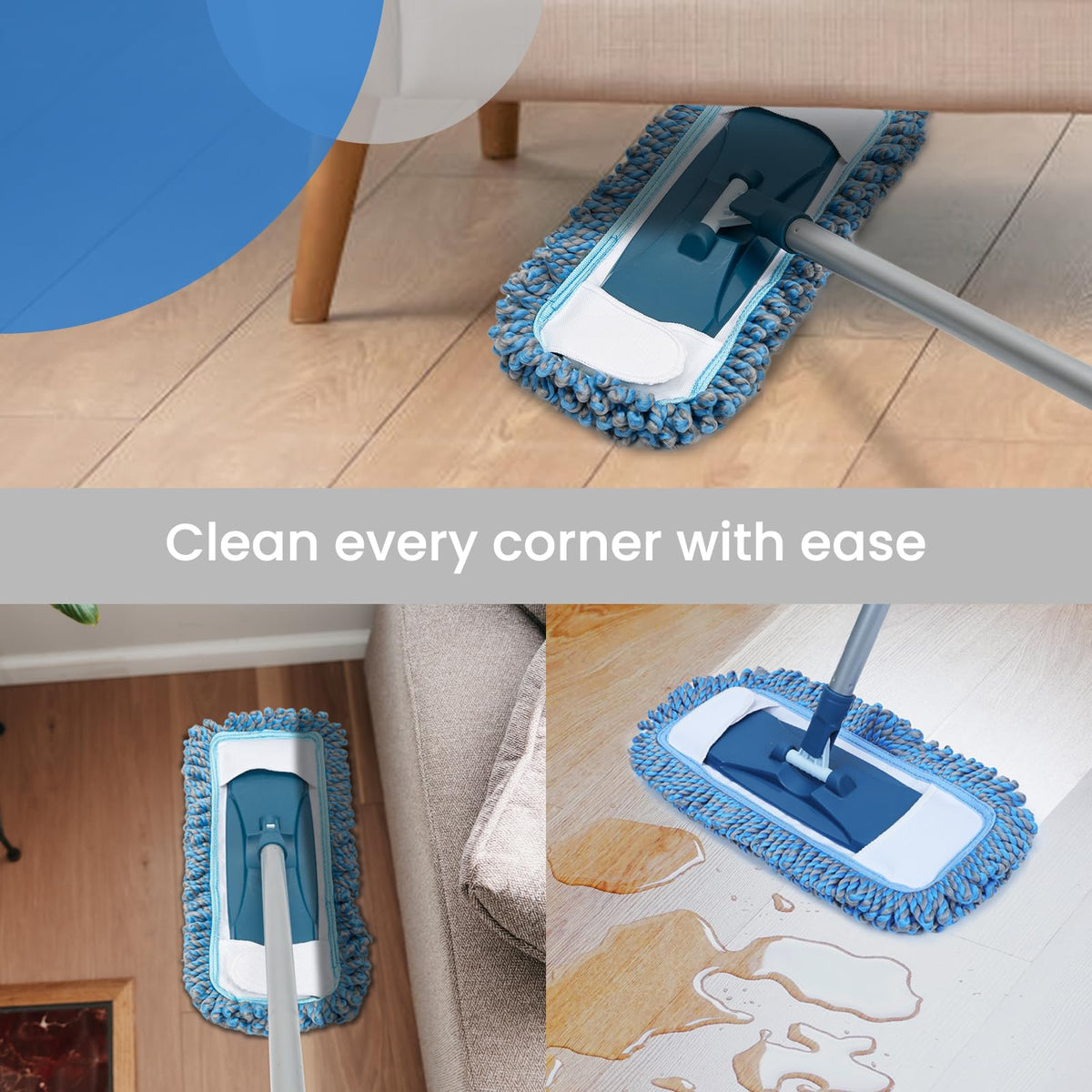 Dust Mop for Hardwood Floors with 57" Long Handle Wet & Dry Mops for Catching Pet Hair and Dust Bunny Microfiber Dust Mops for Vinyl - ModHome Supplies