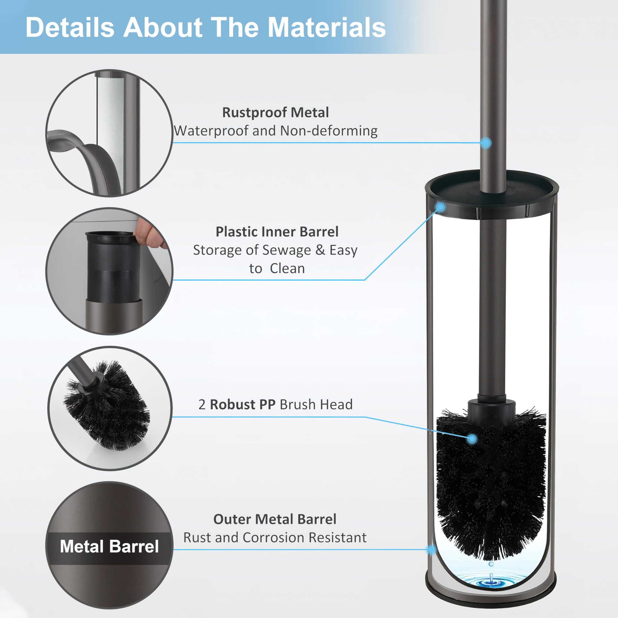 Gunmetal Grey Toilet Brush and Holder