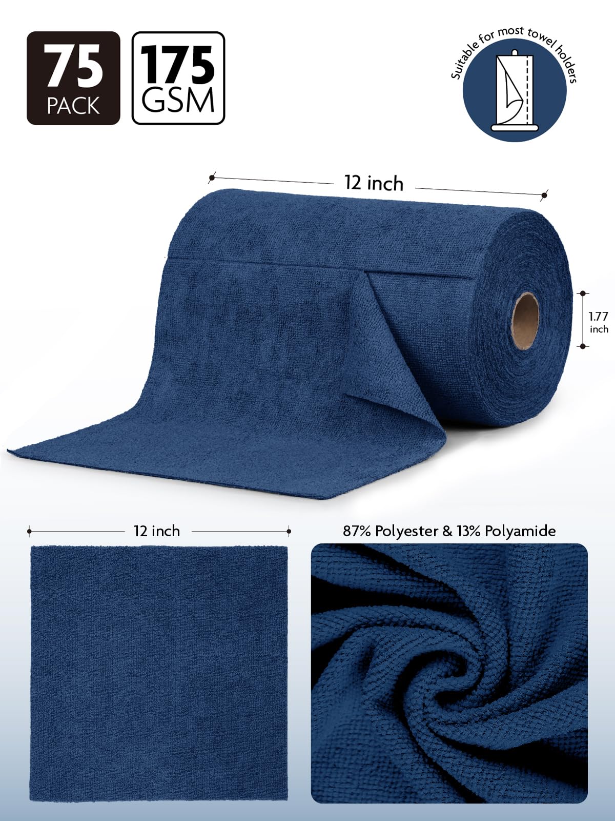Microfiber Cleaning Cloth Roll (75 Count)
