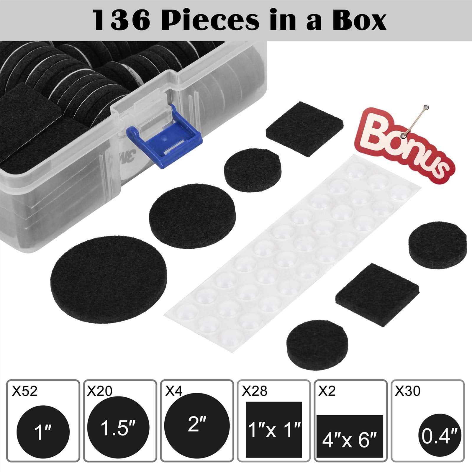 Felt Furniture Pads 136 Pieces (136 Count)