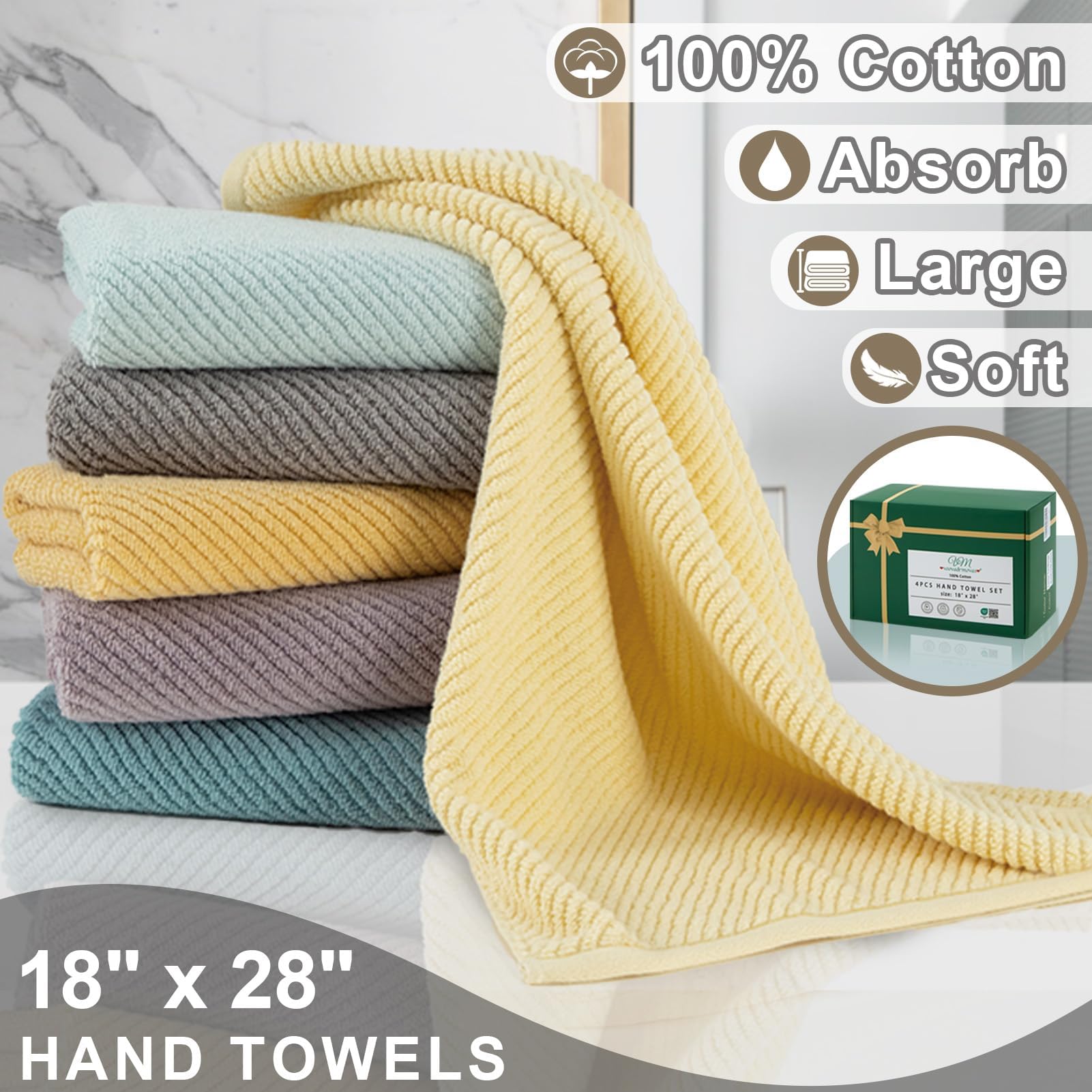 Bathroom Hand Towels 4PC (4 Count)